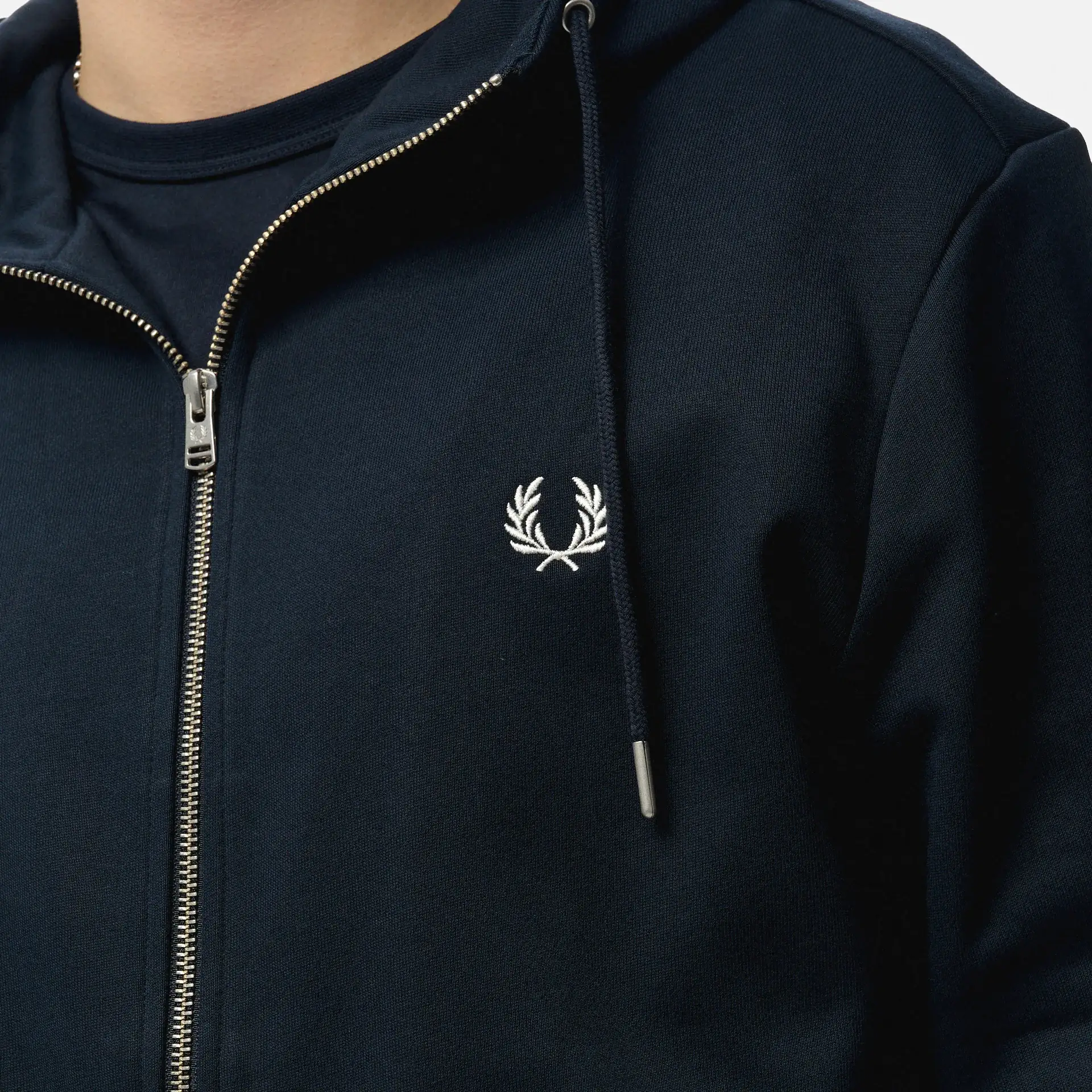 Fred Perry Hooded Zip Through Sweatshirt Navy