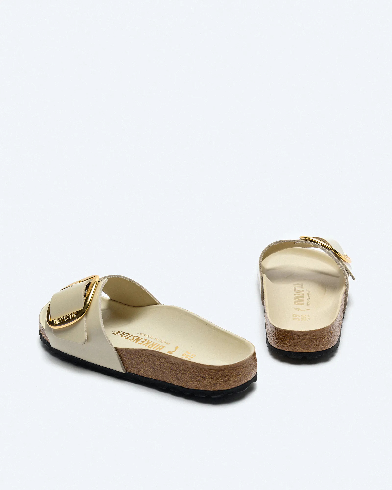 Birkenstock Madrid Big Buckle Natural Leather Patent (Narrow Fit) Sandals High-Shine Ecru Birkenstock Madrid Big Buckle Natural Leather Patent (Narrow Fit) Sandals High-Shine Ecru