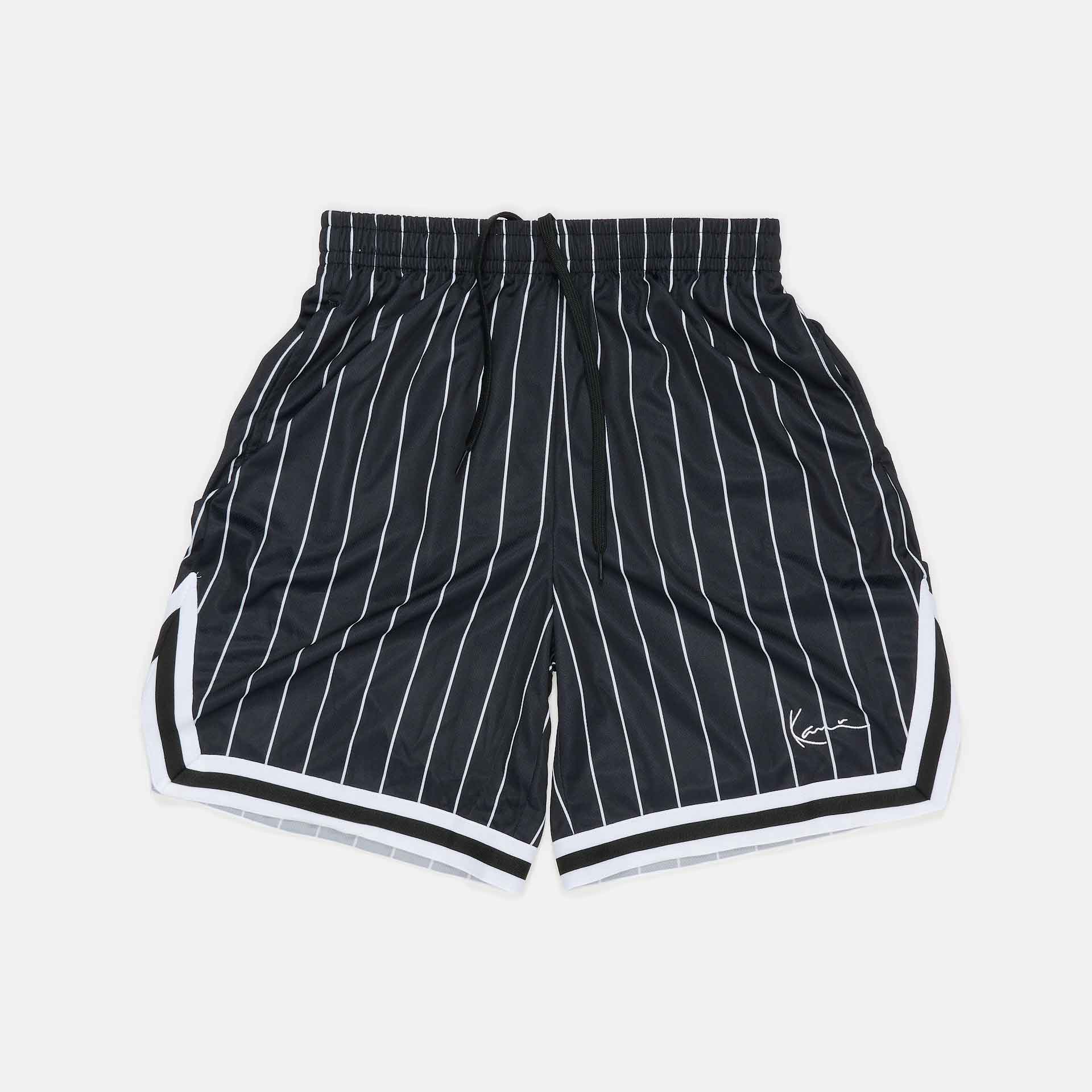 Karl Kani Small Signature Pinstripe Mesh Shorts Black/White