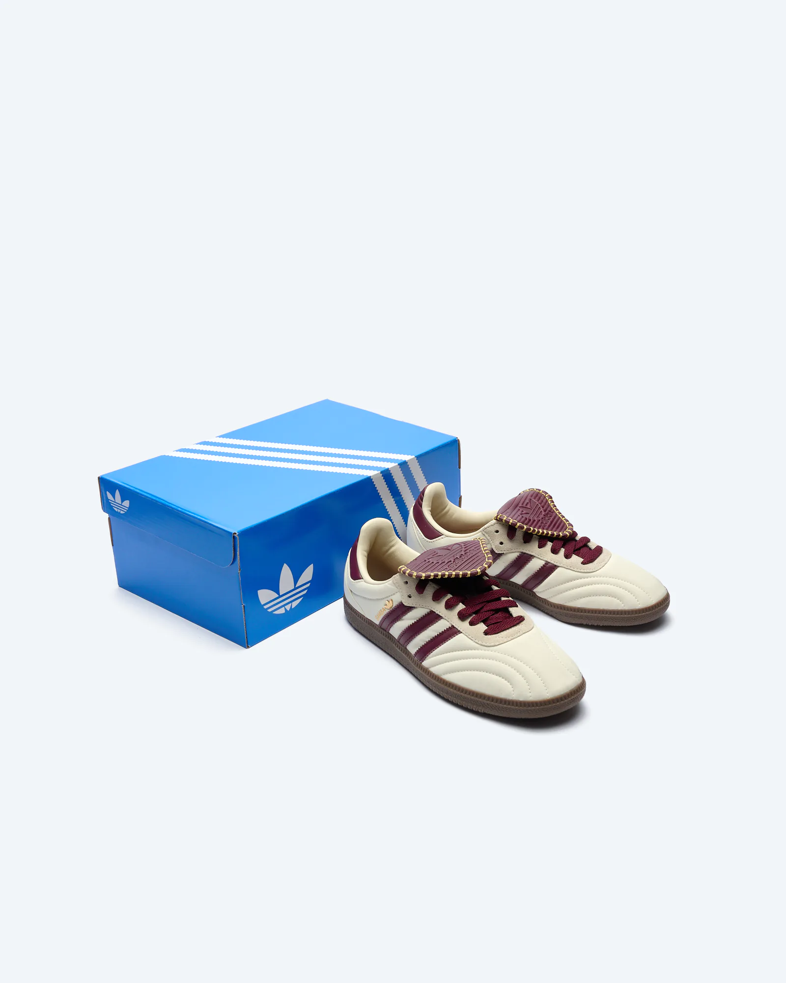 adidas Originals Samba Long Tongue Sneaker Cream White/Maroon/Gold Metallic