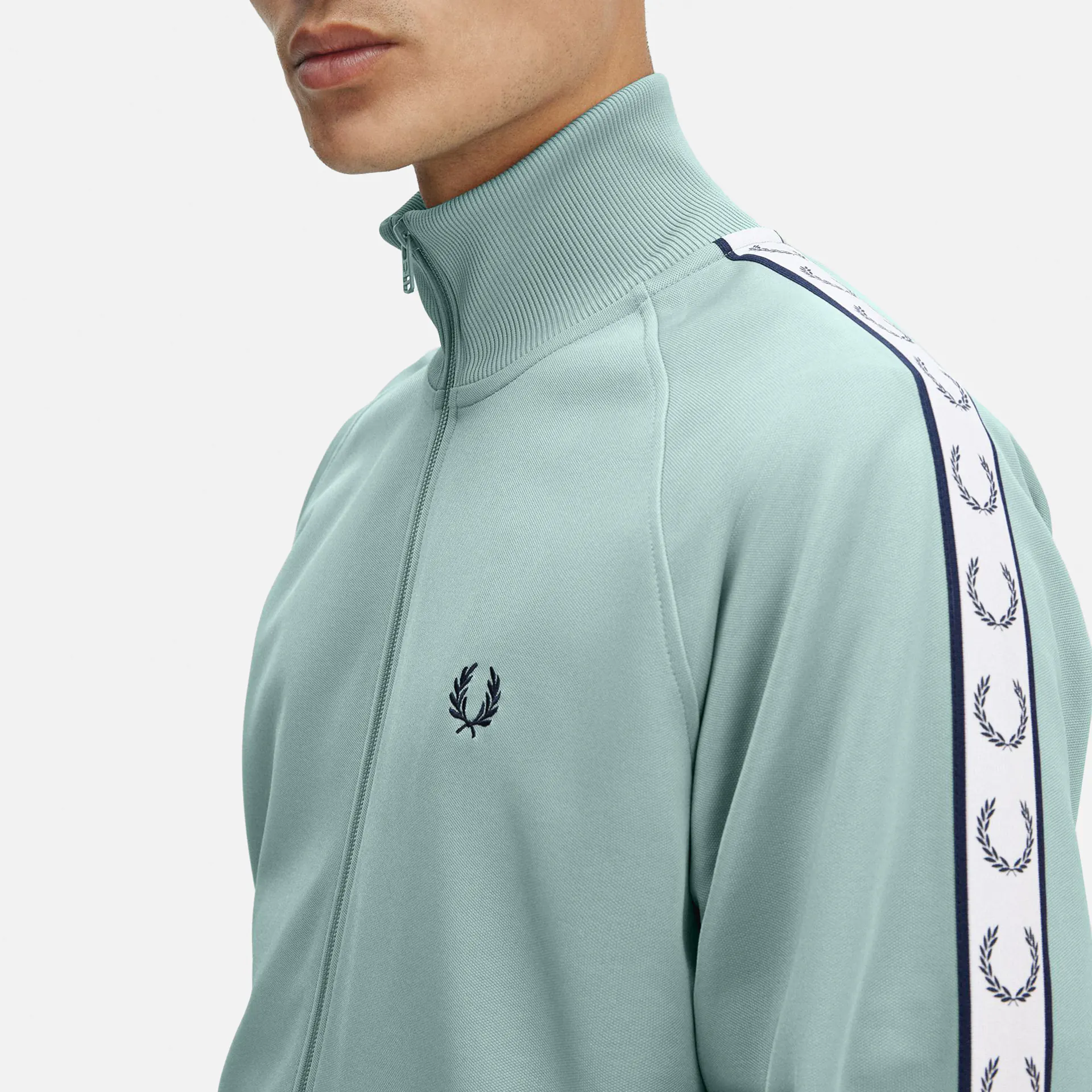 Fred Perry Taped Track Jacket Silver Blue Fred Perry Taped Track Jacket Silver Blue