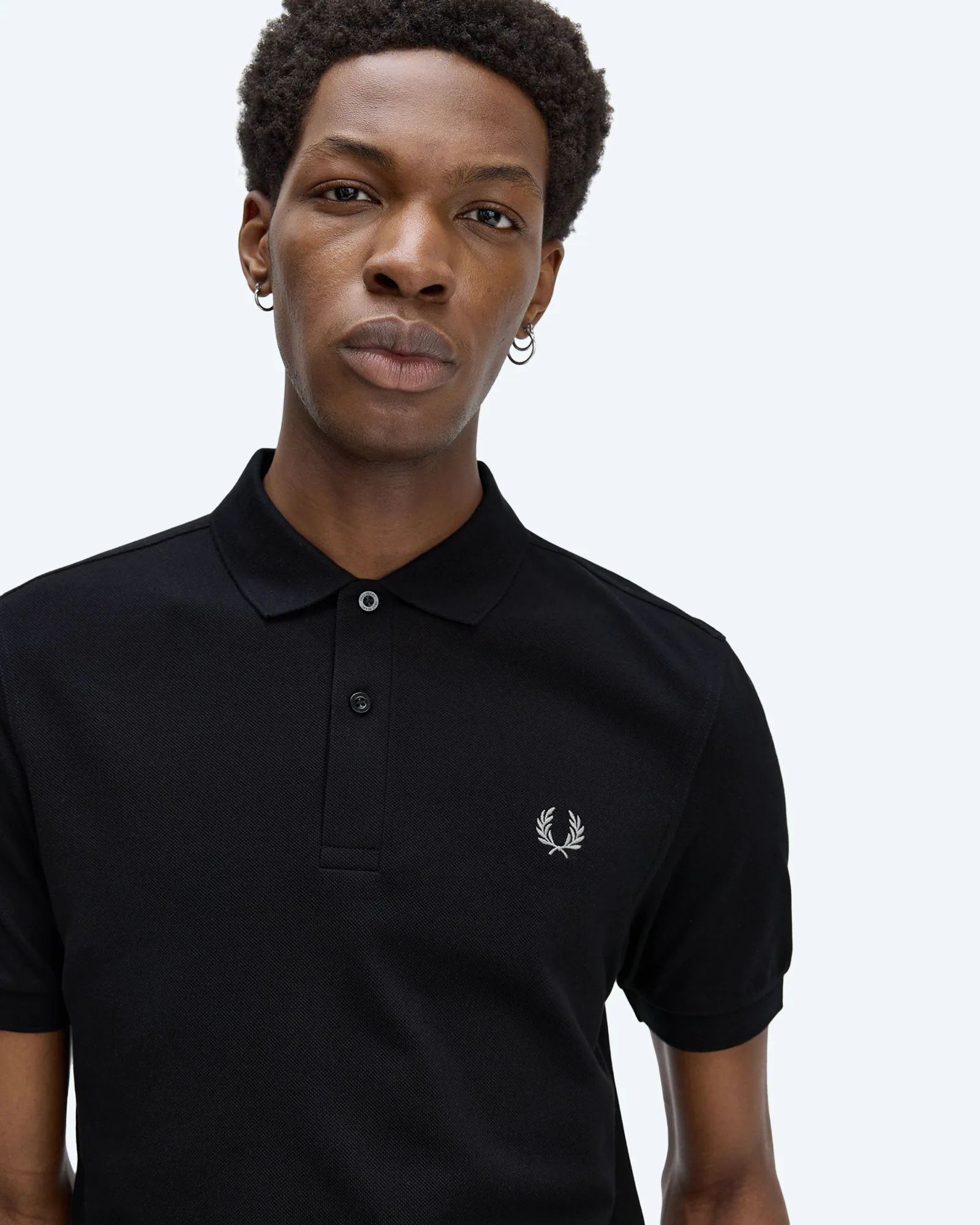 Fred Perry Plain Polo Shirt Black/Chrome