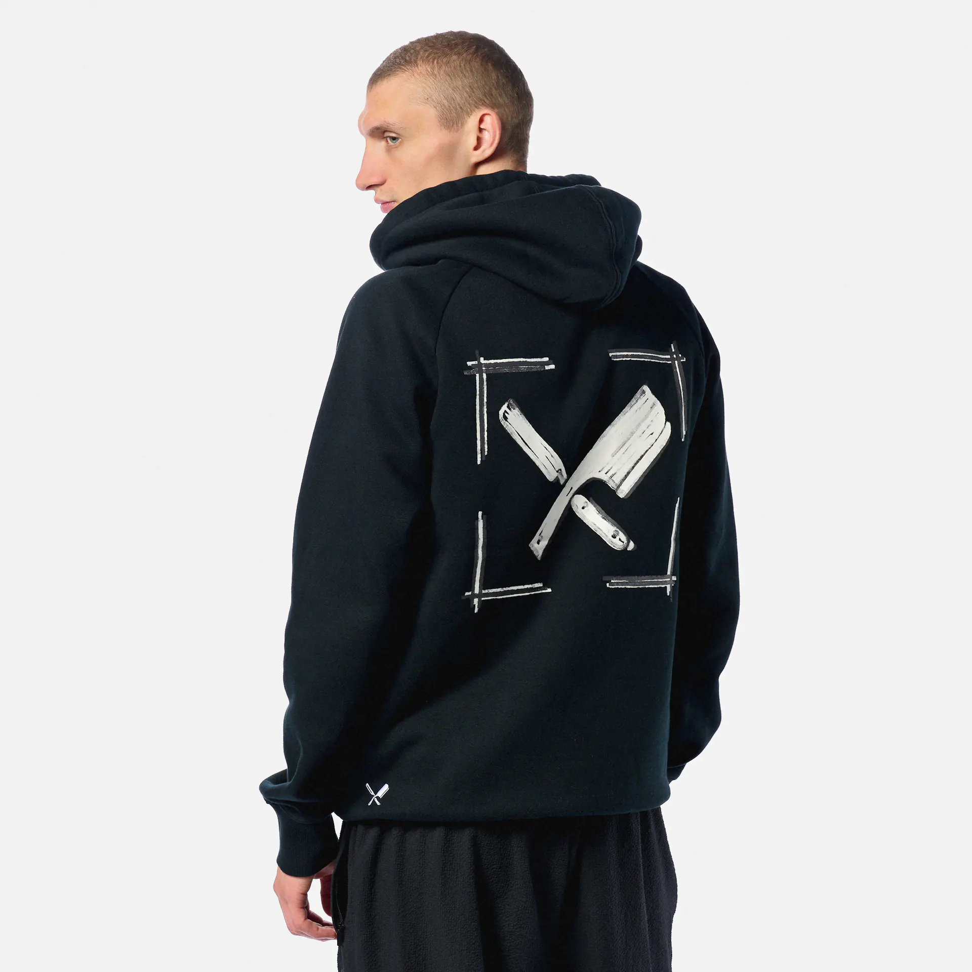 Distorted People Chalk Raglan Hoodie Black