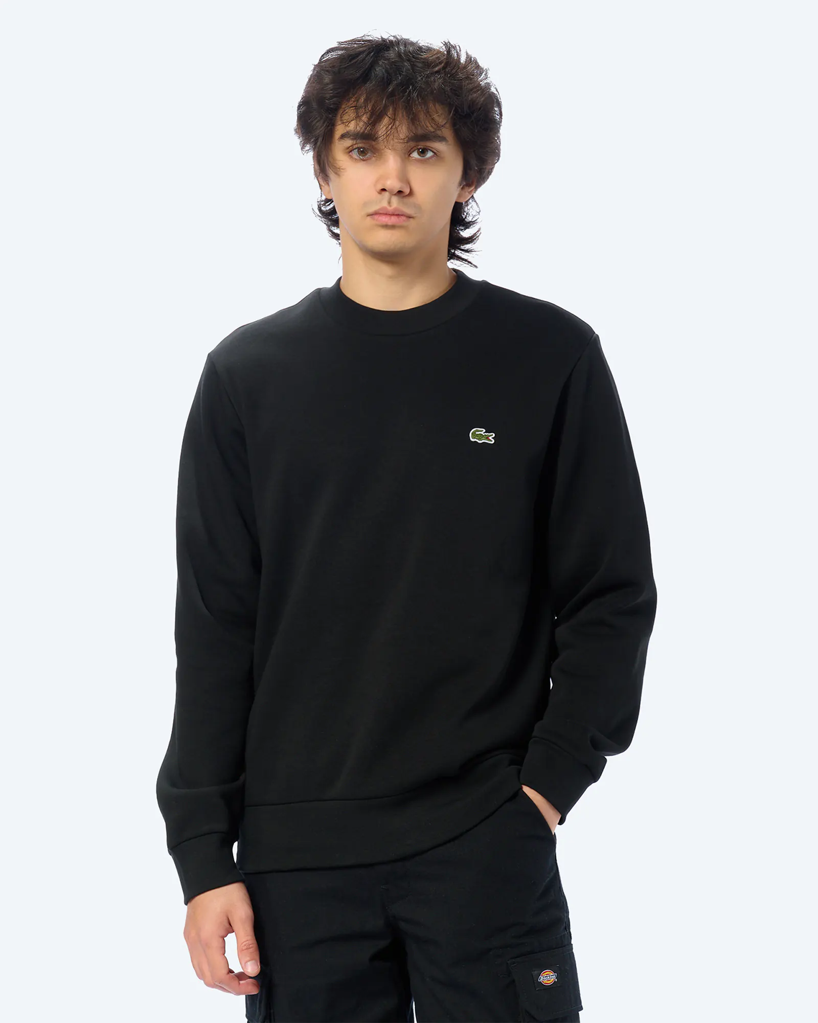 Lacoste Organic Brushed Cotton Pullover Black Lacoste Organic Brushed Cotton Pullover Black