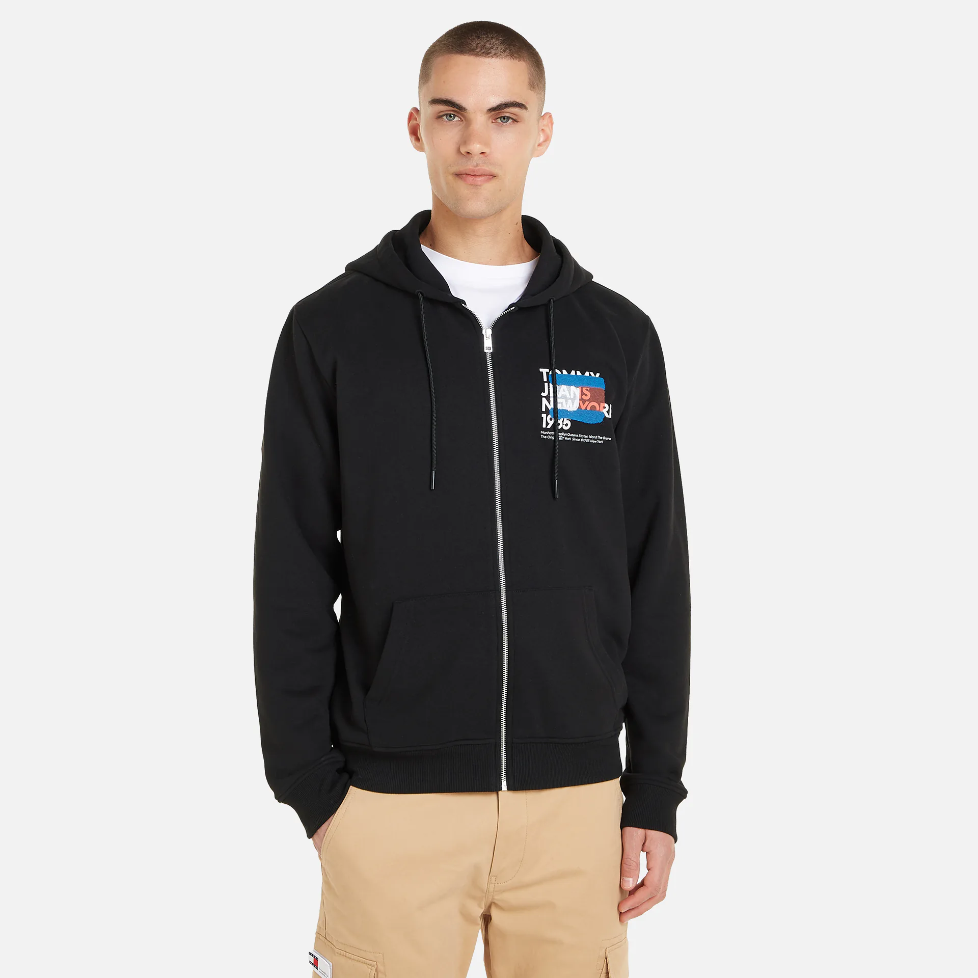 Tommy Jeans Reg Graffiti Zip Hoodie Black
