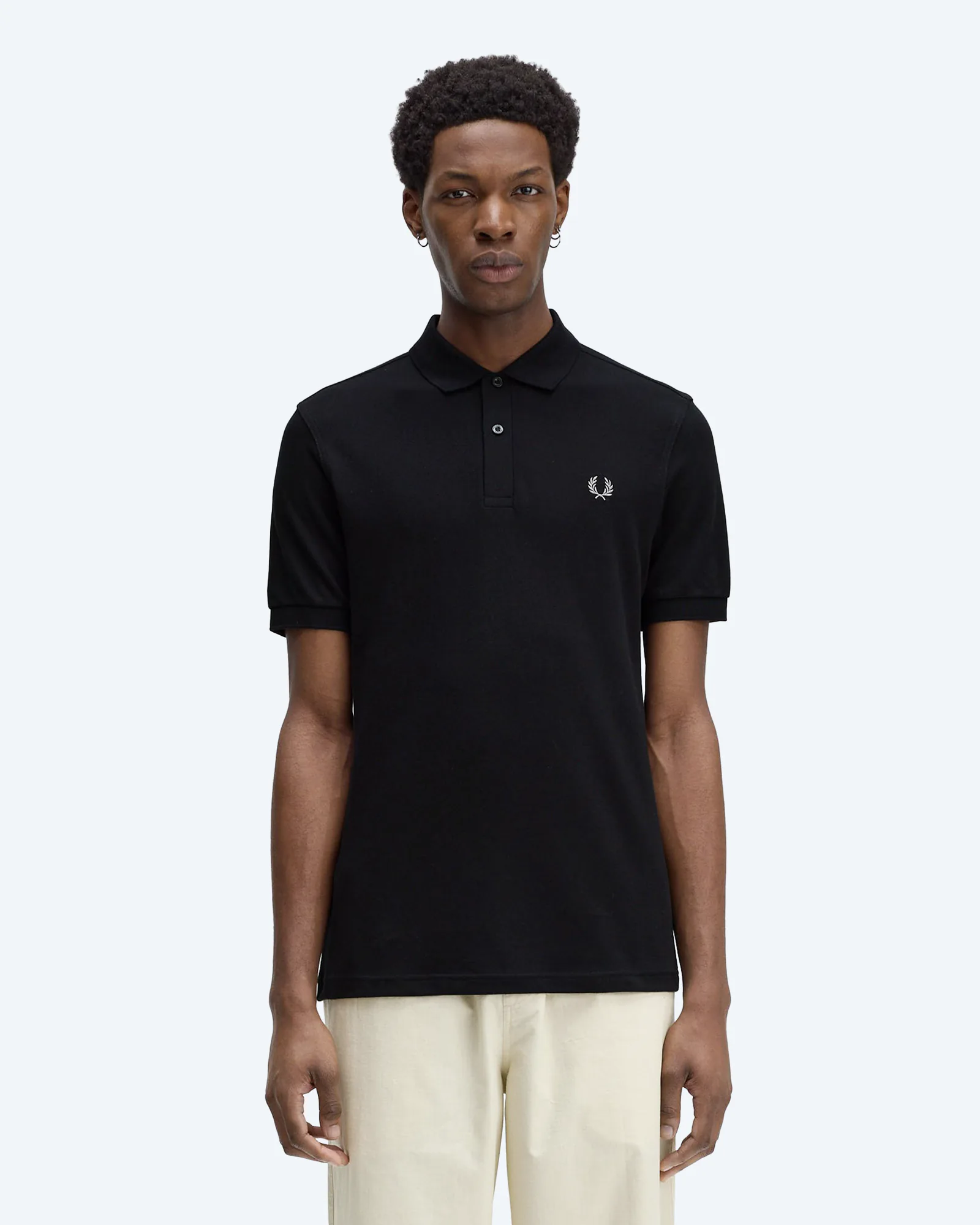 Fred Perry Plain Polo Shirt Black/Chrome