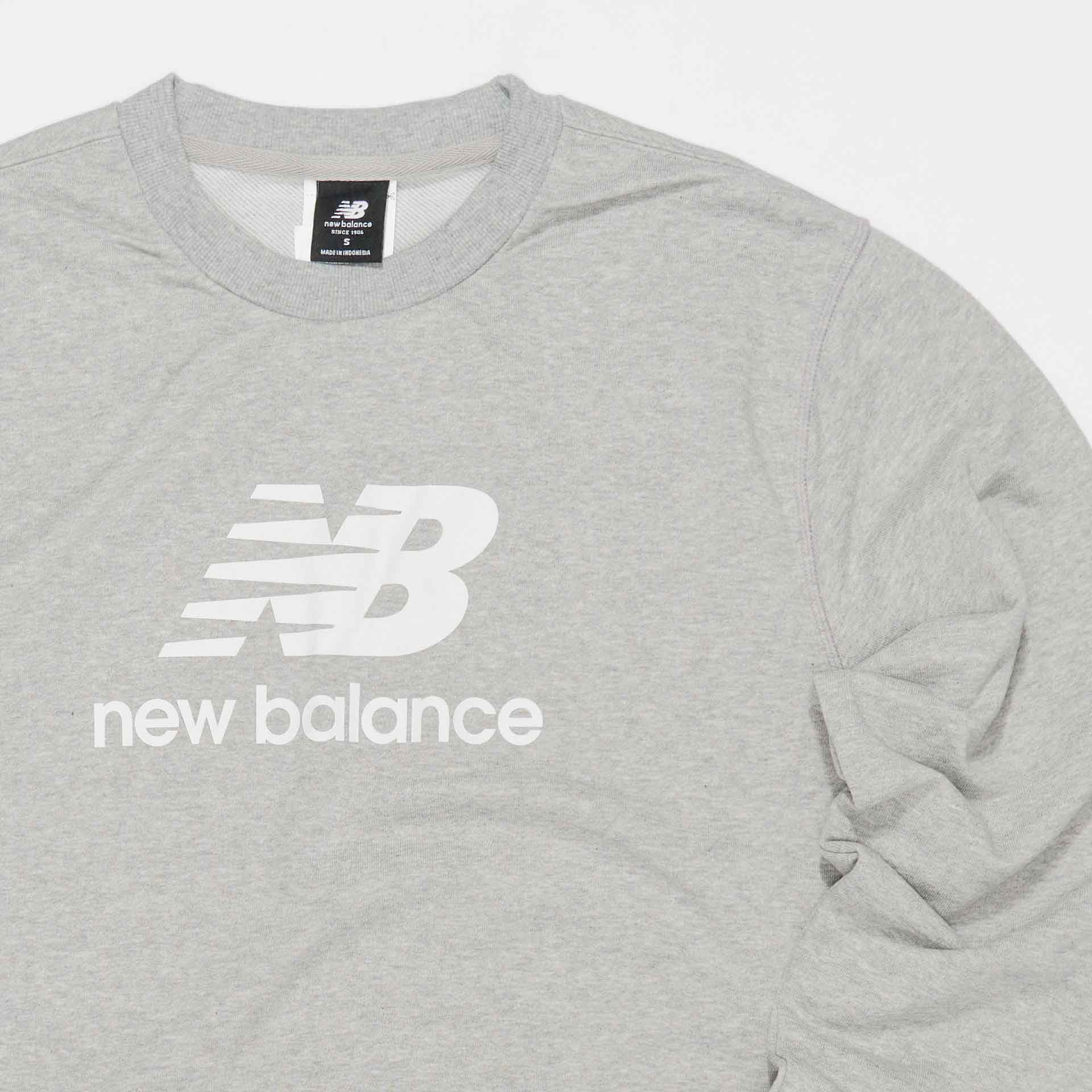 New Balance Essentials Stacked Logo French Terry Crewneck Athletic Grey