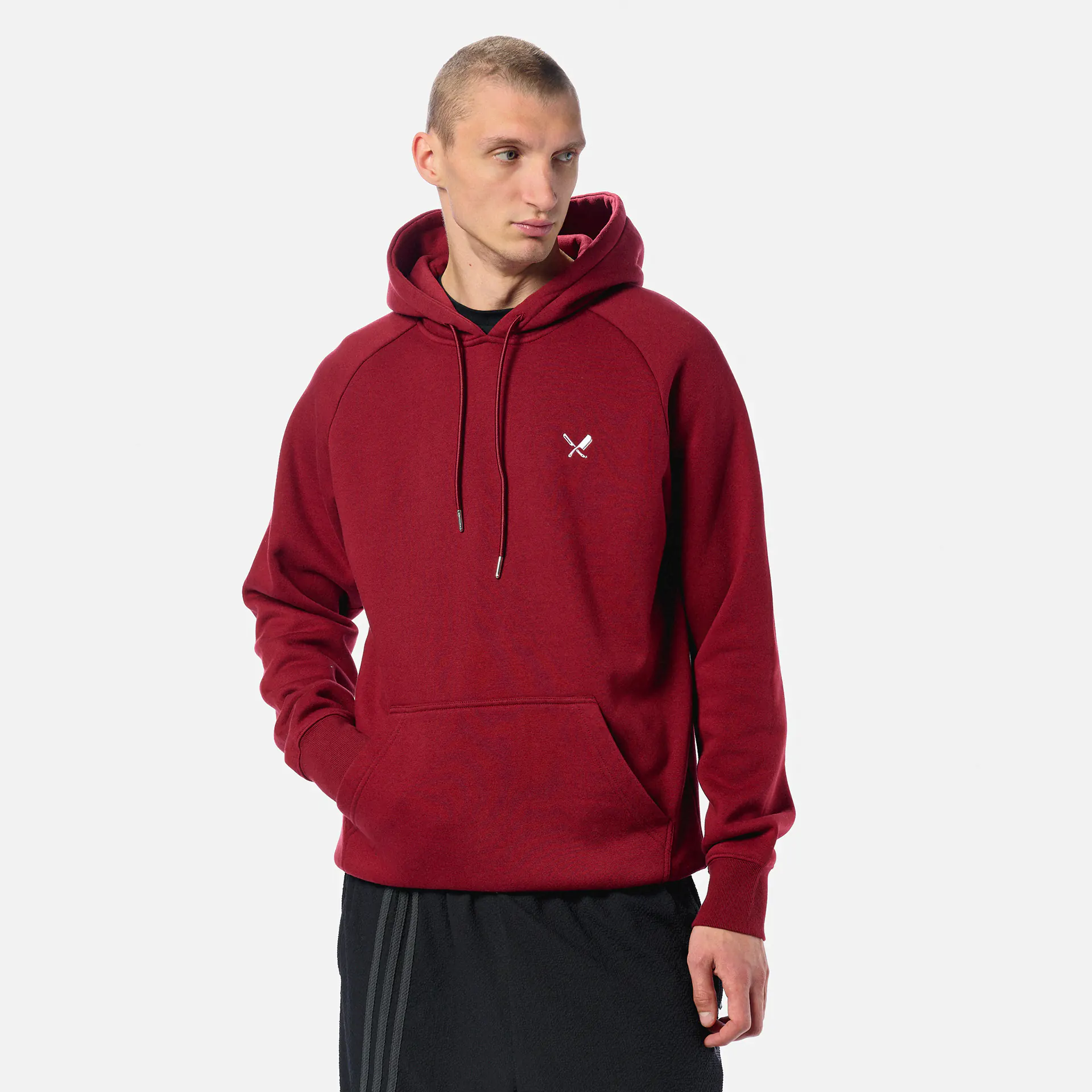Distorted People Classic Raglan Hoodie Burgundy