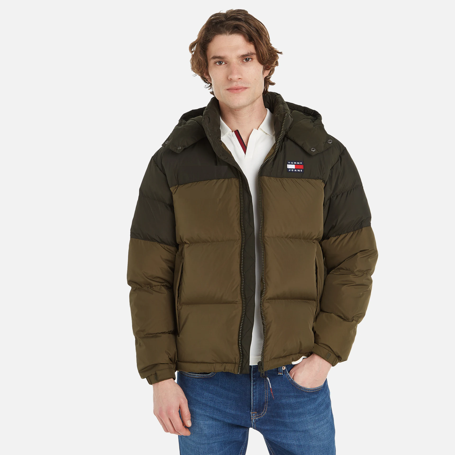 Tommy Jeans Alaska Colorblock Puffer Jacket Drab Olive Green