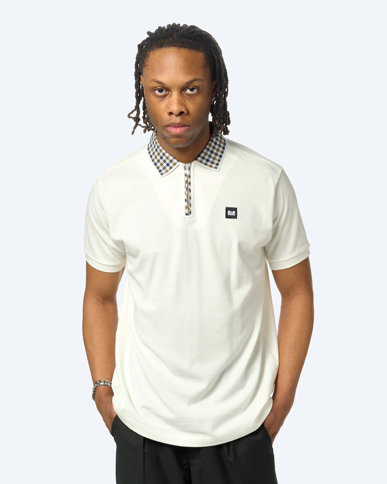 Weekend Offender Tipasa Jacquard Rib Polo Shirt Beige