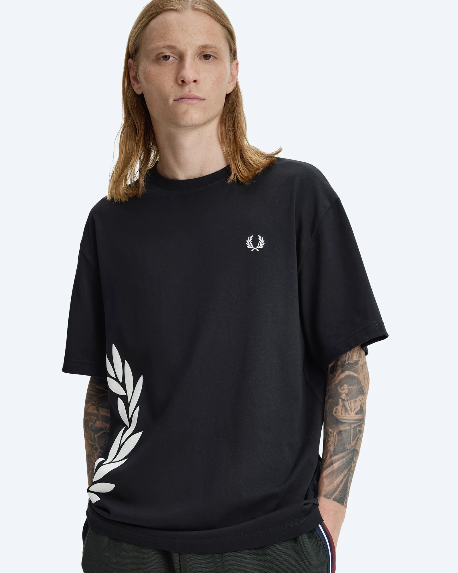 Fred Perry Textured Laurel Wreath T-Shirt Black