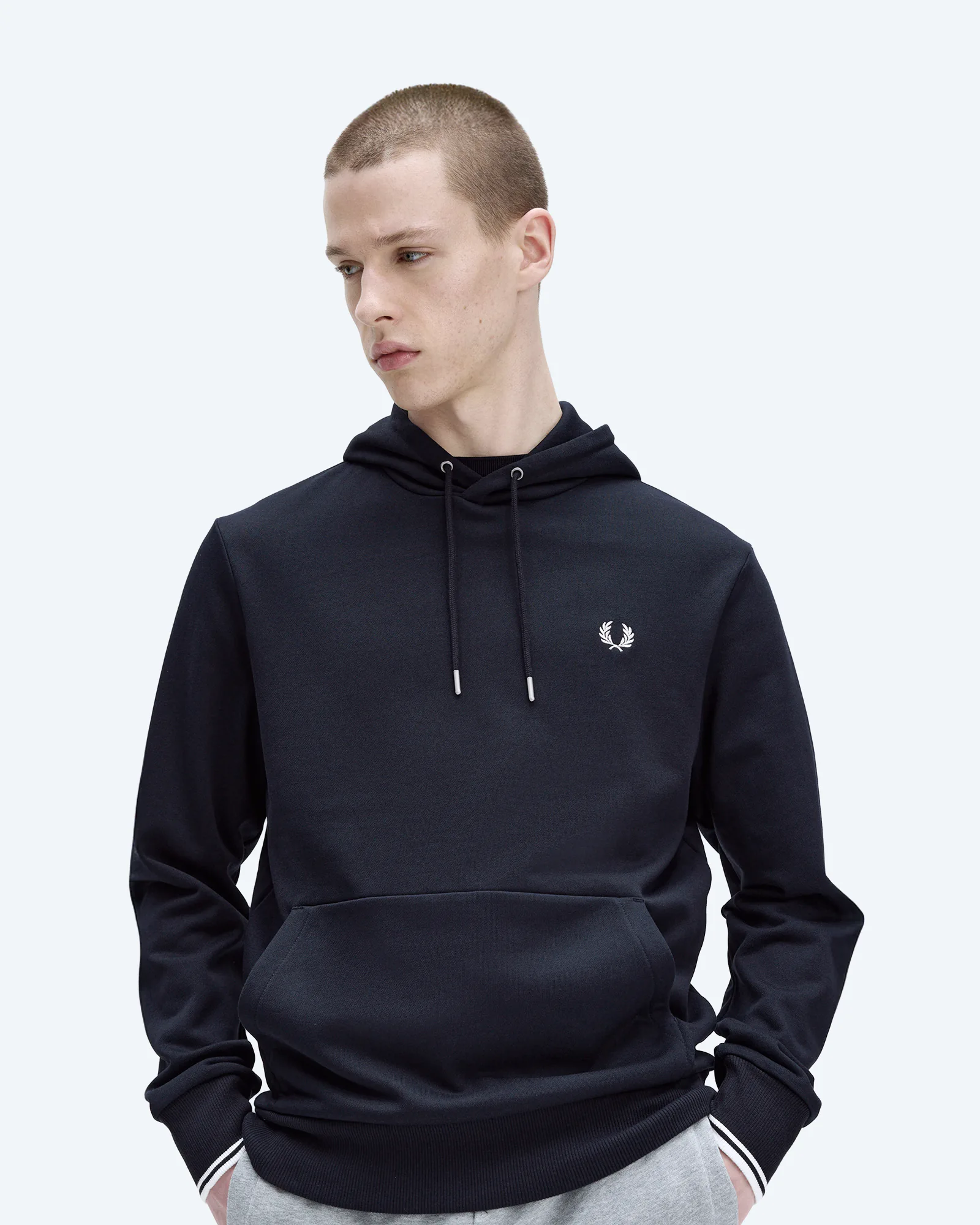 Fred Perry Tipped Hooded Sweatshirt Navy/White