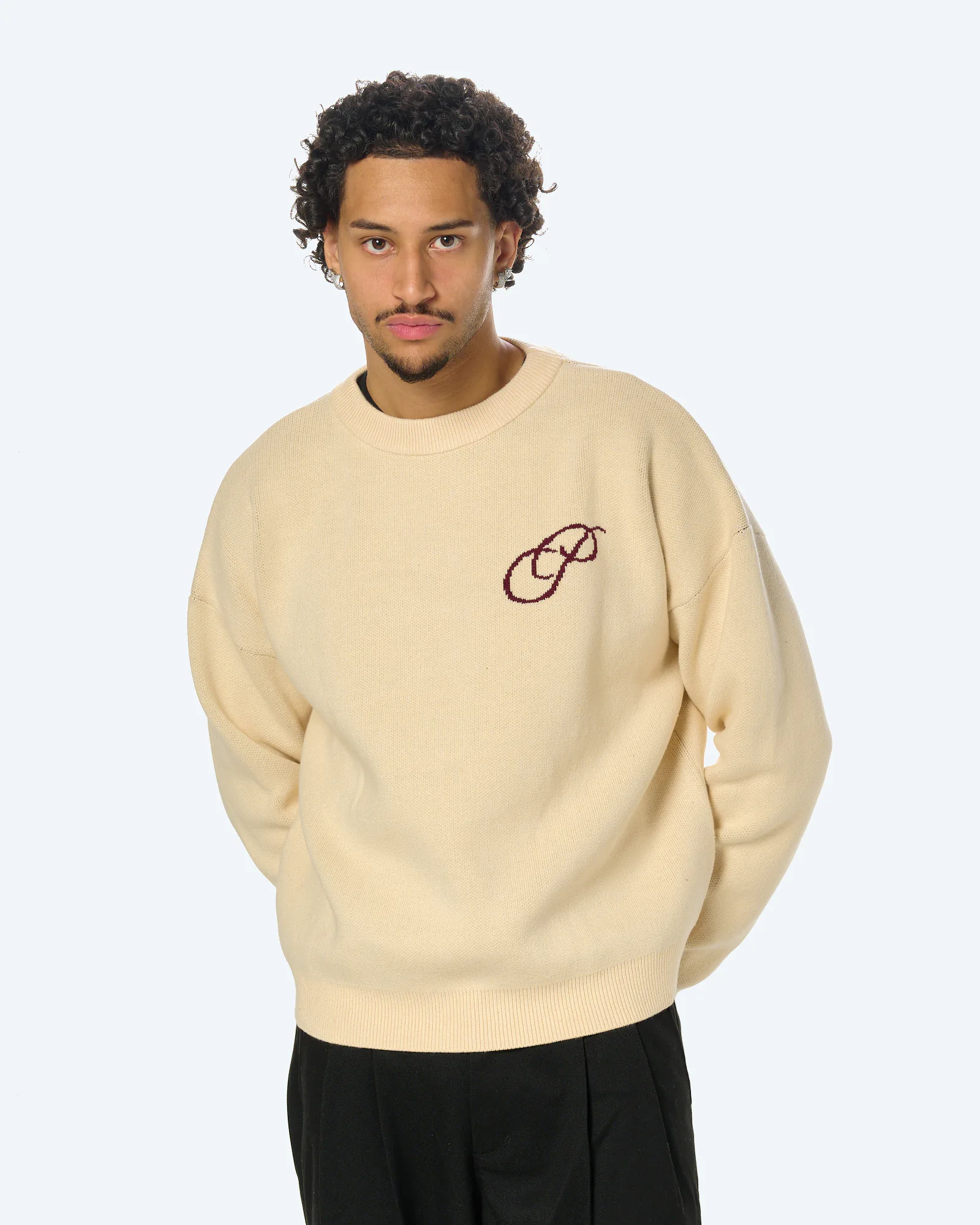 Prohibited Initial Knit Sweater Cream
