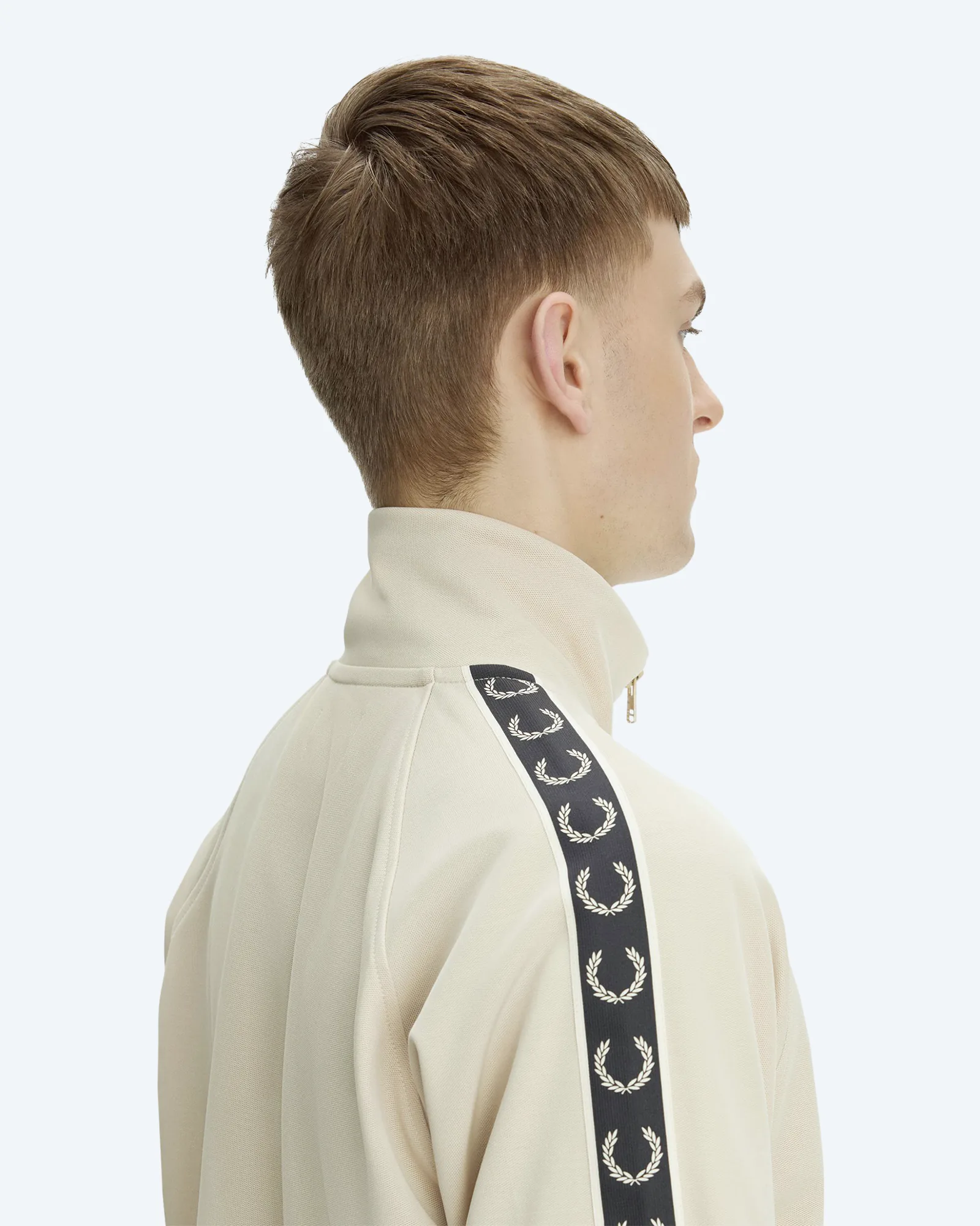 Contrast Tape Track Jacket Oatmeal