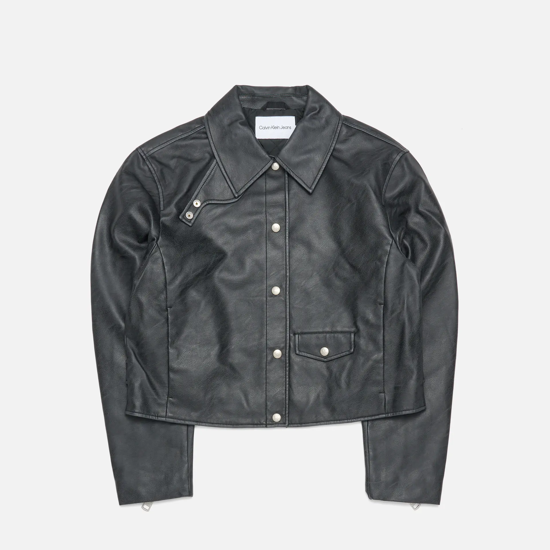 Calvin Klein Short Faux Leather Jacket Black