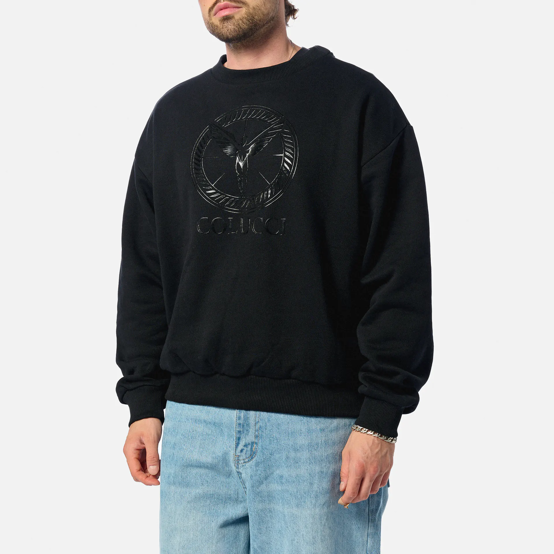Colucci Logo Crewneck Sweatshirt Ikarus Circle Black
