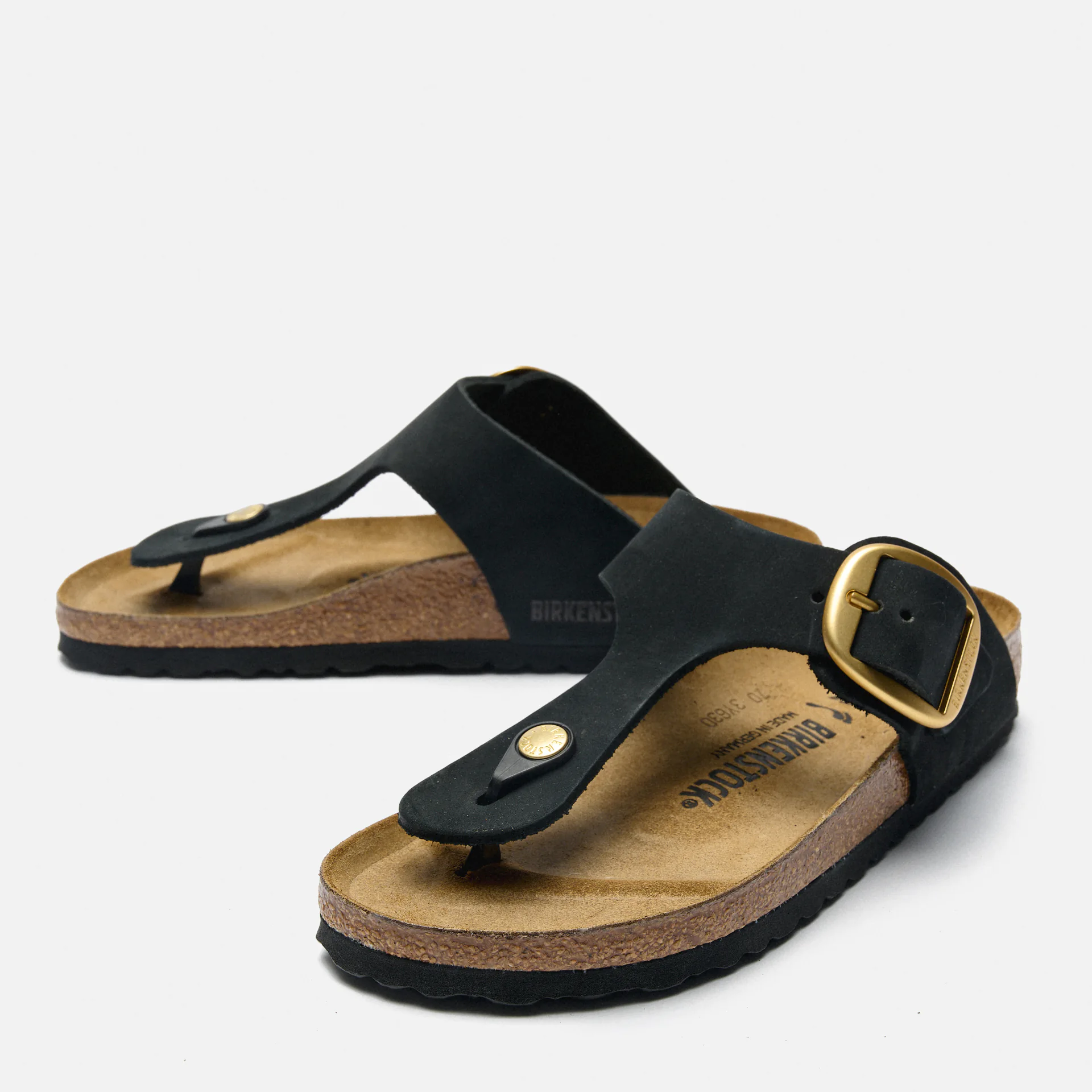 Birkenstock Gizeh Big Buckle Nubuck Leather Sandals Black