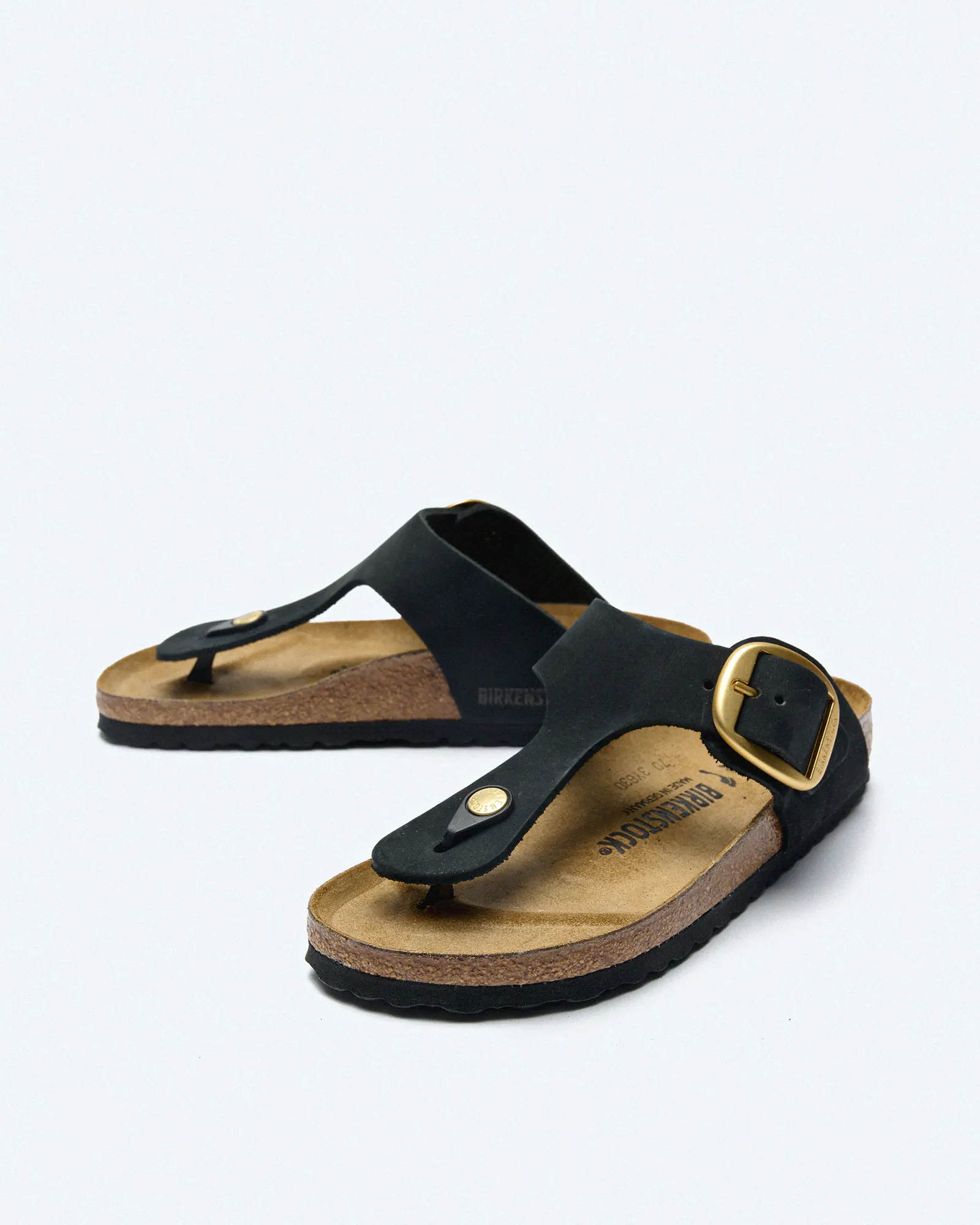Birkenstock Gizeh Big Buckle Nubuck Leather Sandals Narrow Black