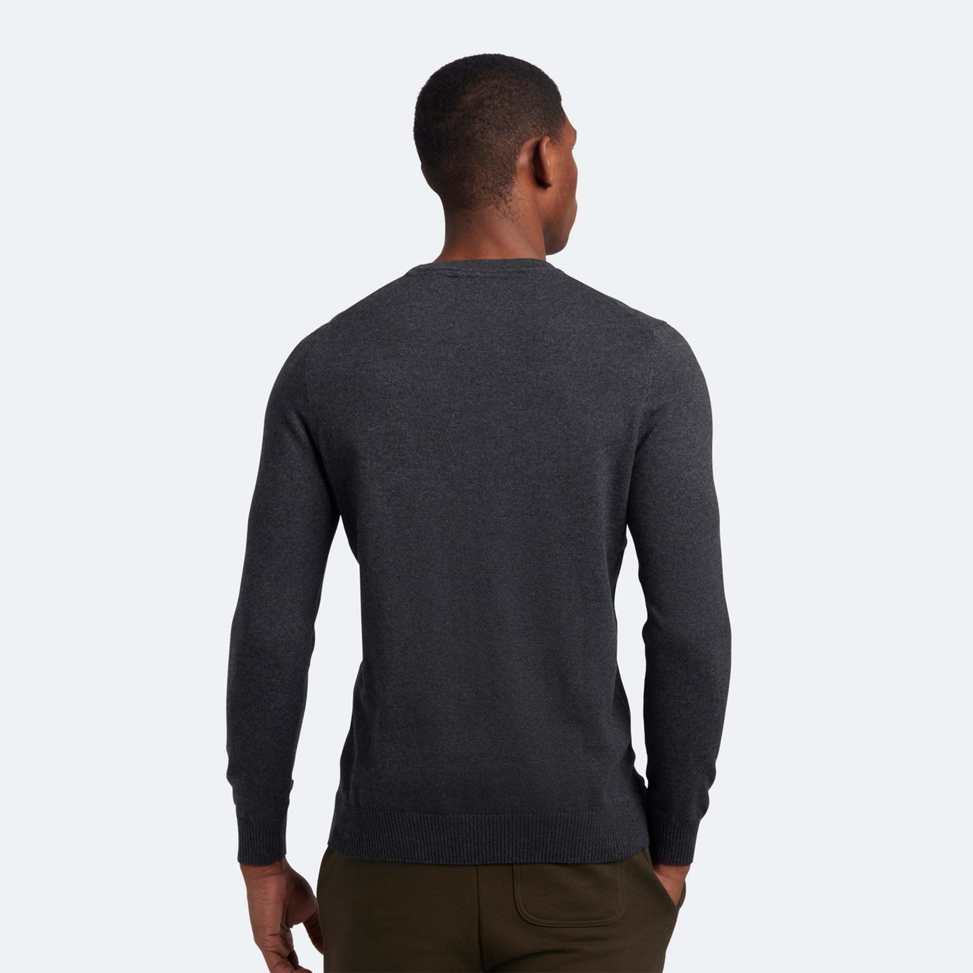 Lyle & Scott Crew Neck Cotton Merino Charcoal Marl