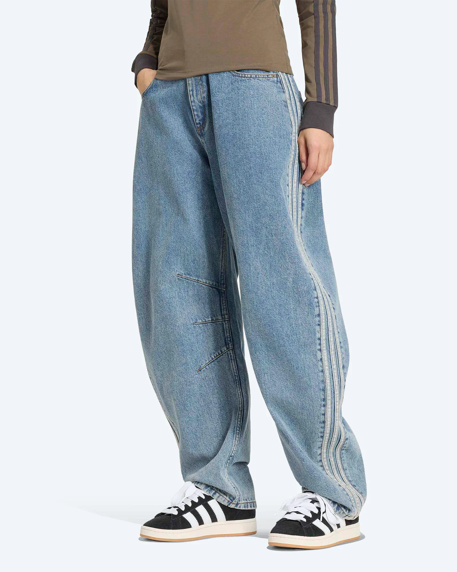 Originals High Rise Barrel Jeans Worn Blue Denim
