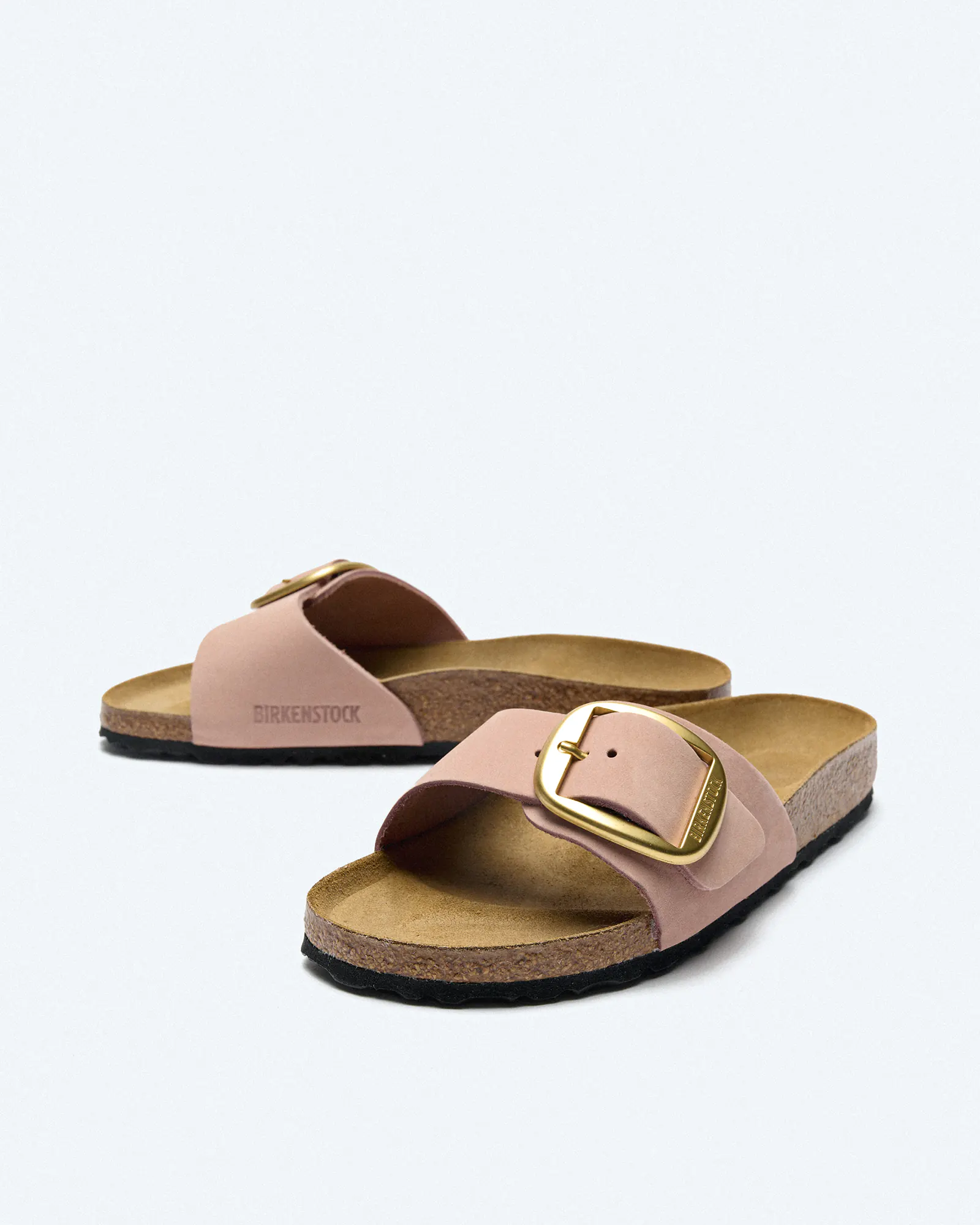 Birkenstock Madrid Big Buckle Narrow Nubuck Leather Soft Pink