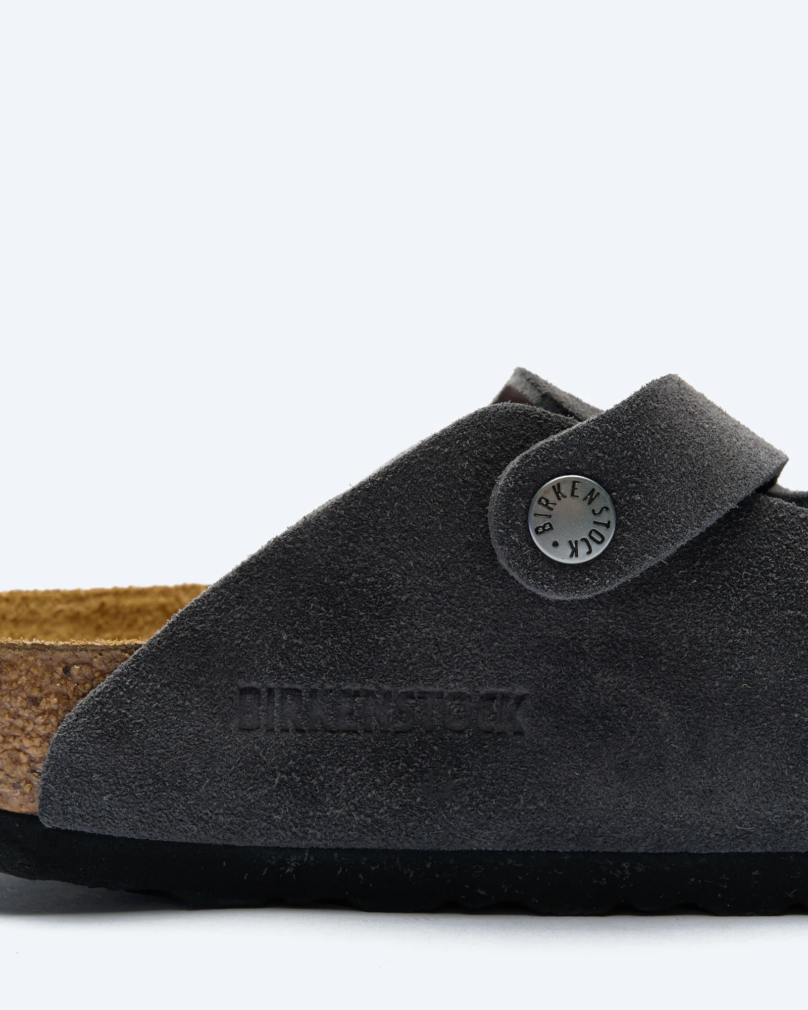 Birkenstock Men Boston Suede Leather Narrow Sandals Charcoal