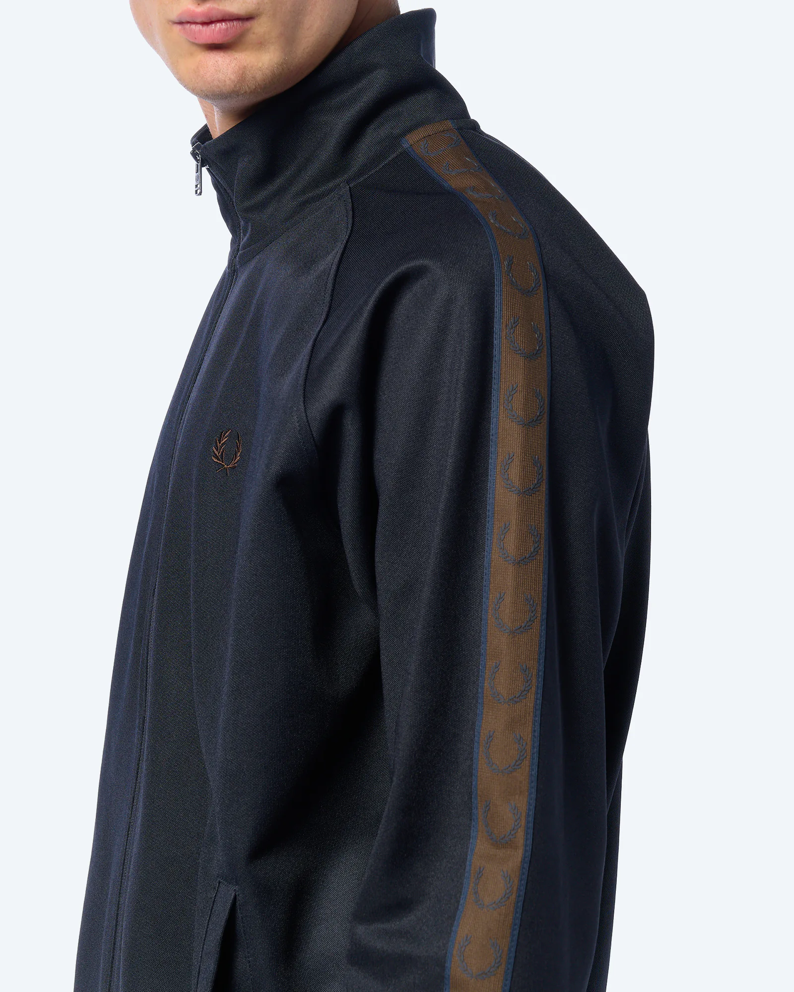 Fred Perry Contrast Tape Track Jacket Navy/Burntobacco