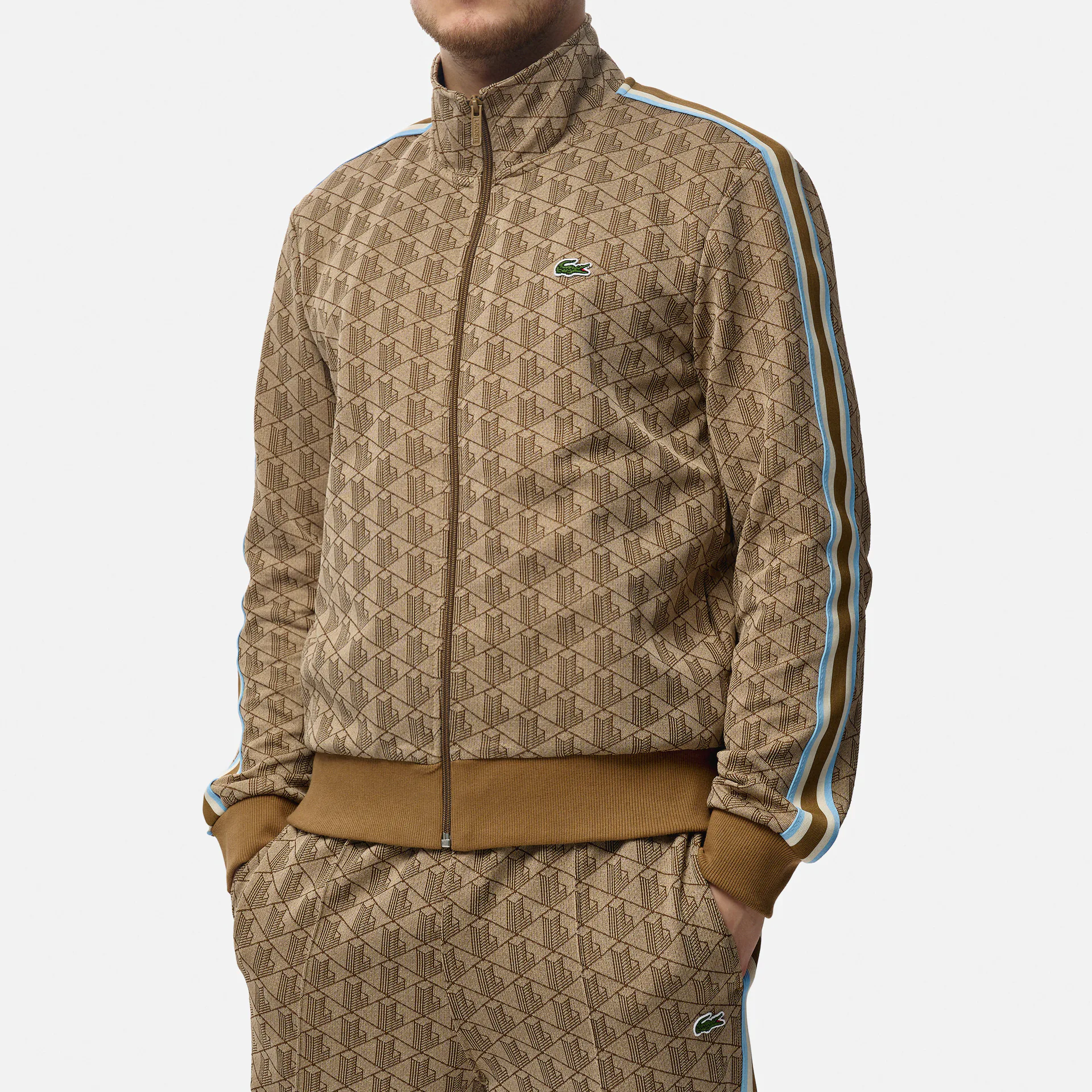 Lacoste Monogram Zipped Sweatshirt Croissant/Cookie