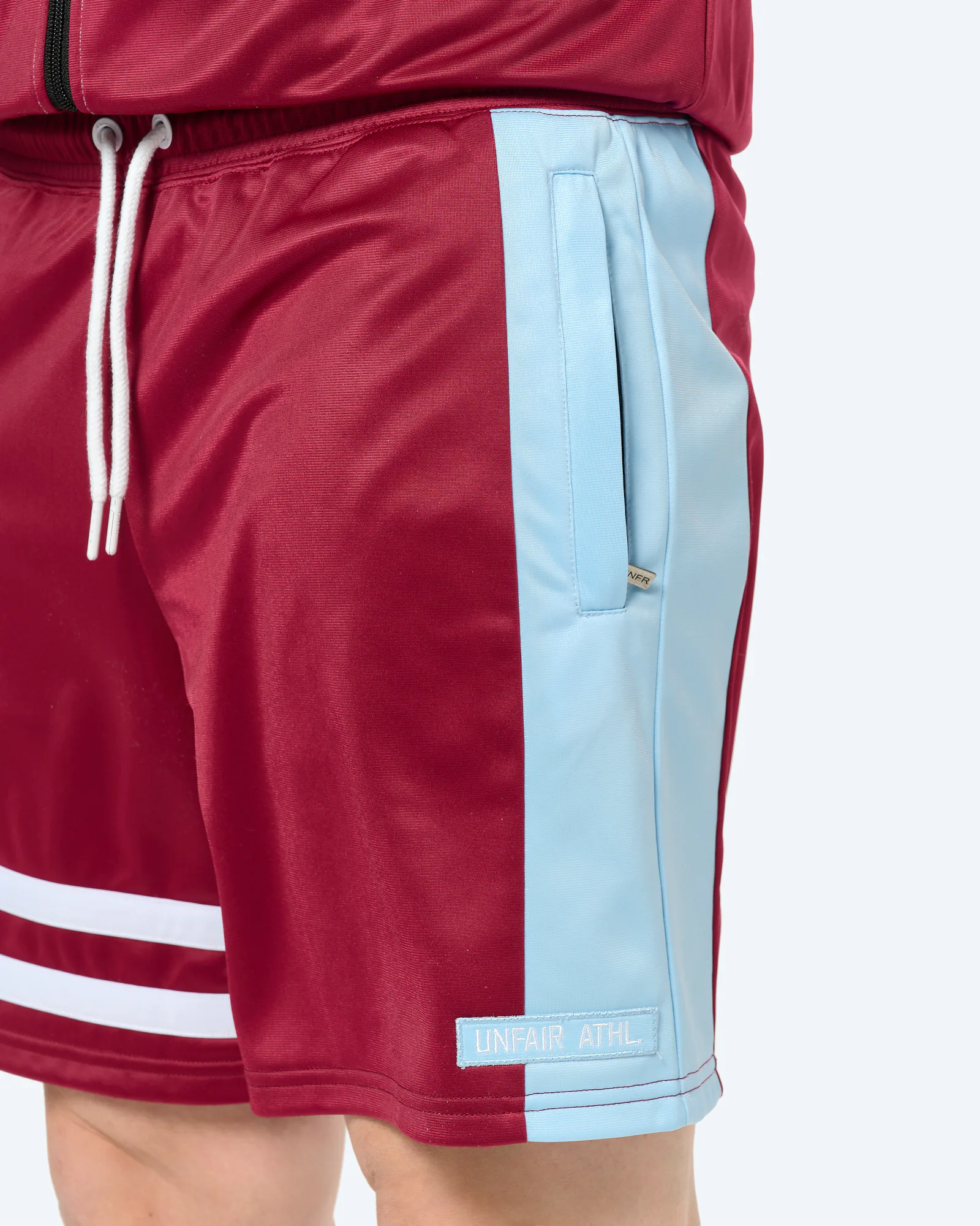 Unfair Athletics DMWU Athletic Shorts Burgundy/Skyblue