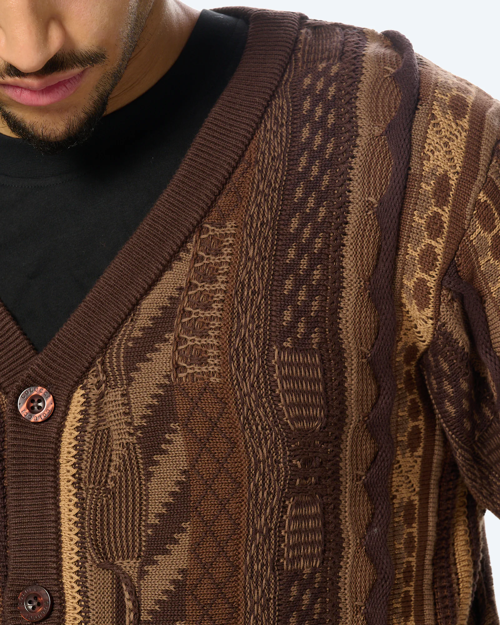 3D Knit AOP Cardigan Brown