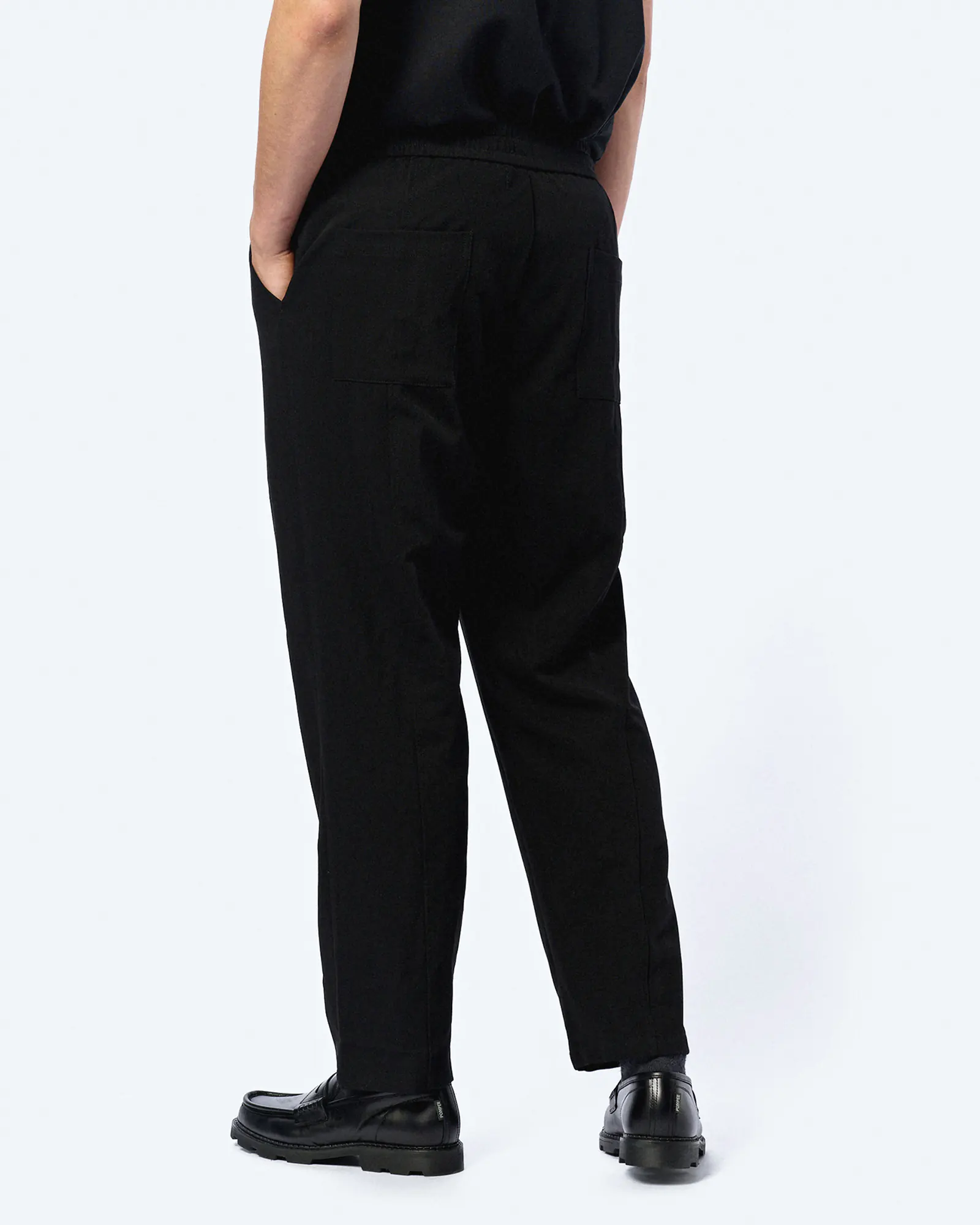 Another Cotton Regular Pleated Trousers Black