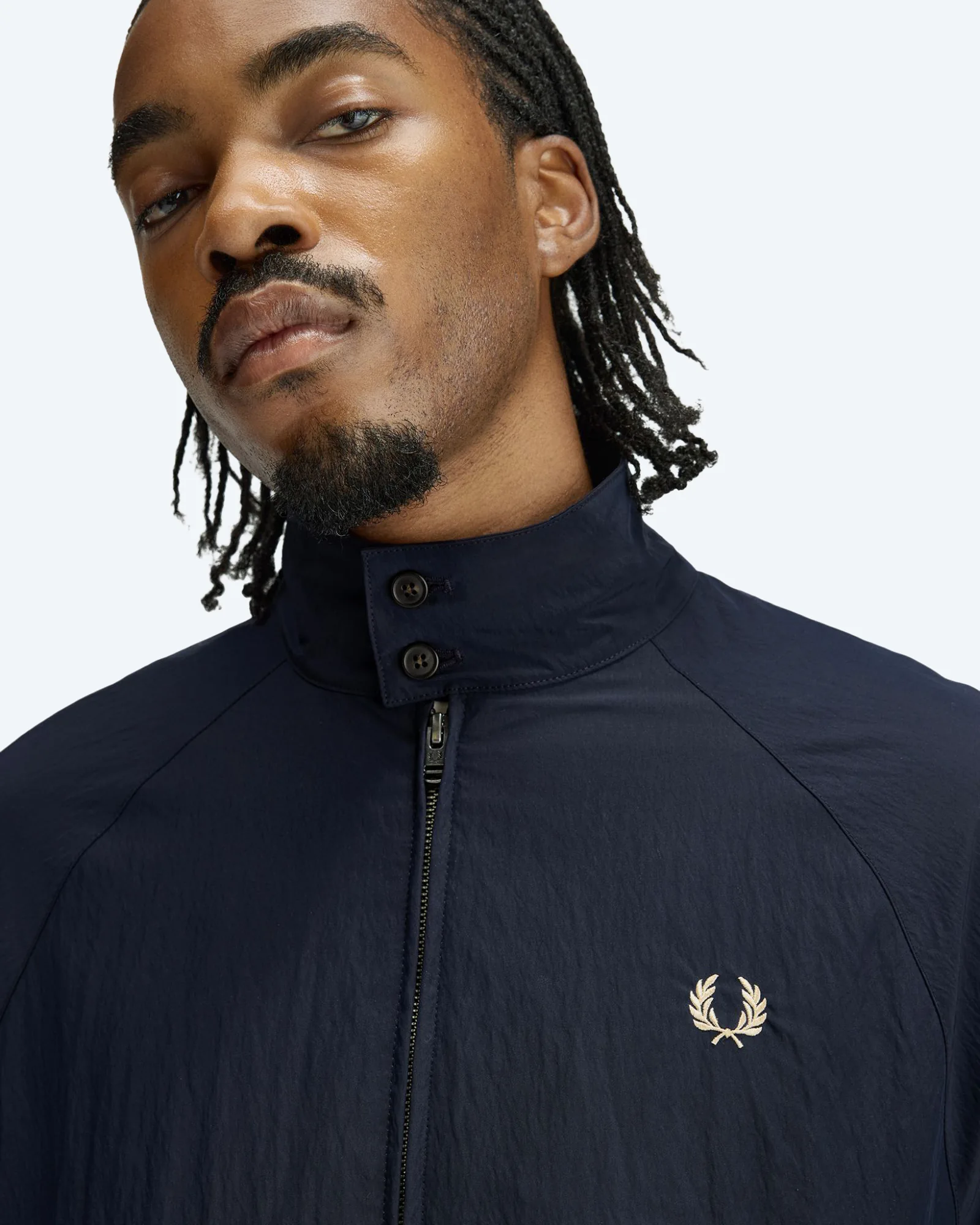 Fred Perry Crinkle Harrington Jacket Navy