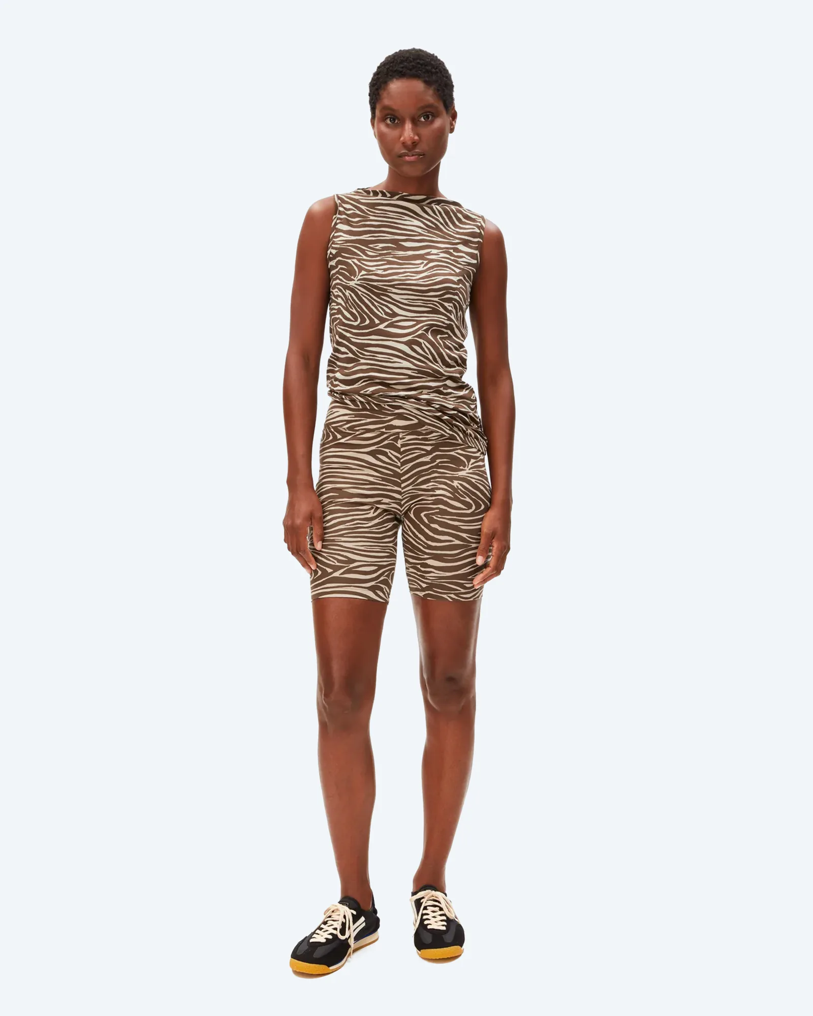 ARMED ANGELS ZEBRA PRINT BOAT NECK TOP Sandstone