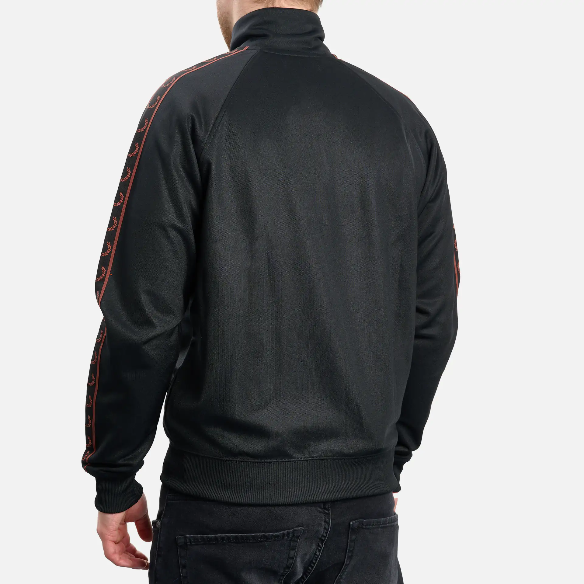 Fred Perry Contrast Taped Track Jacket Black/Whiskey Brown
