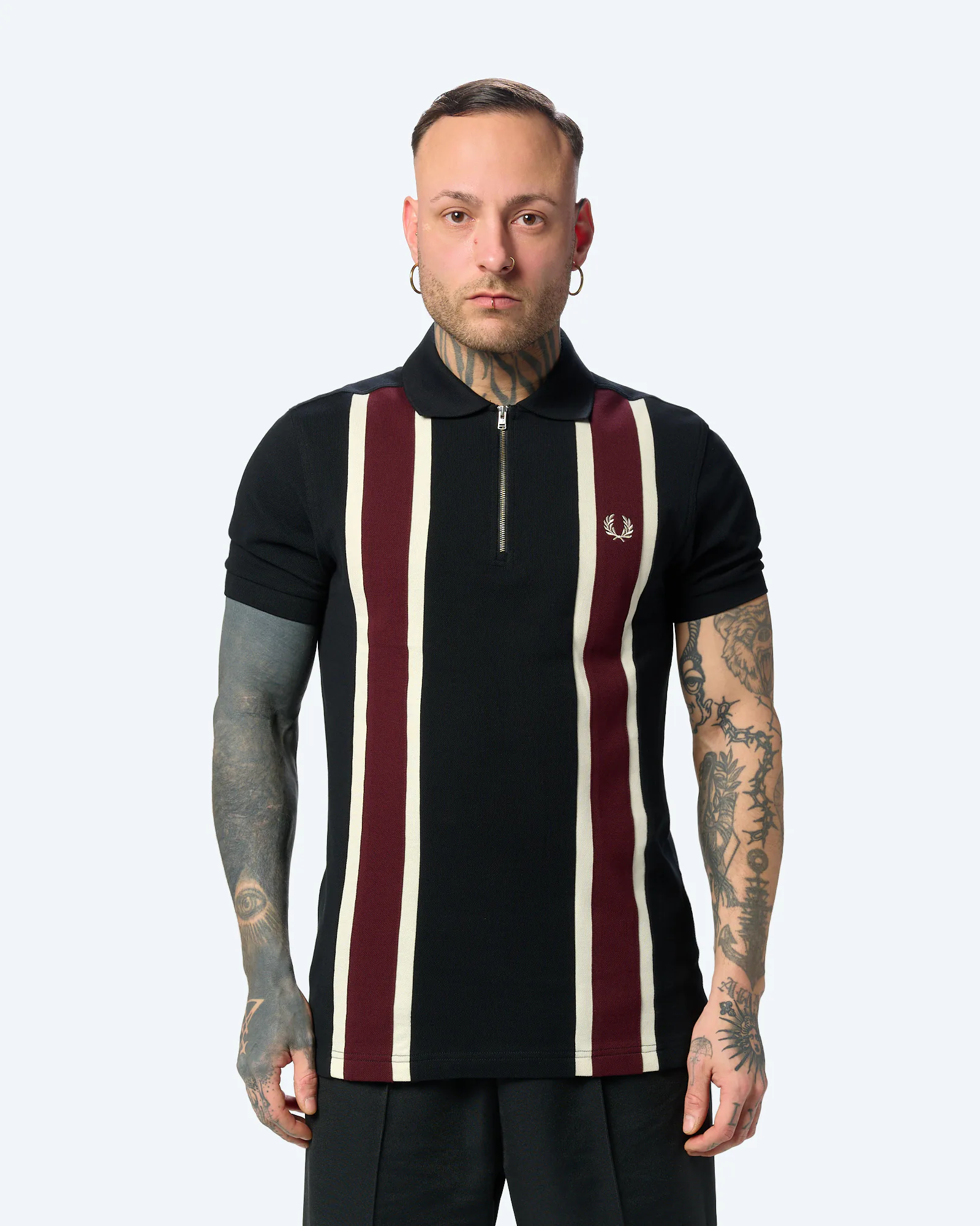 Fred Perry Tramline Polo Shirt Black