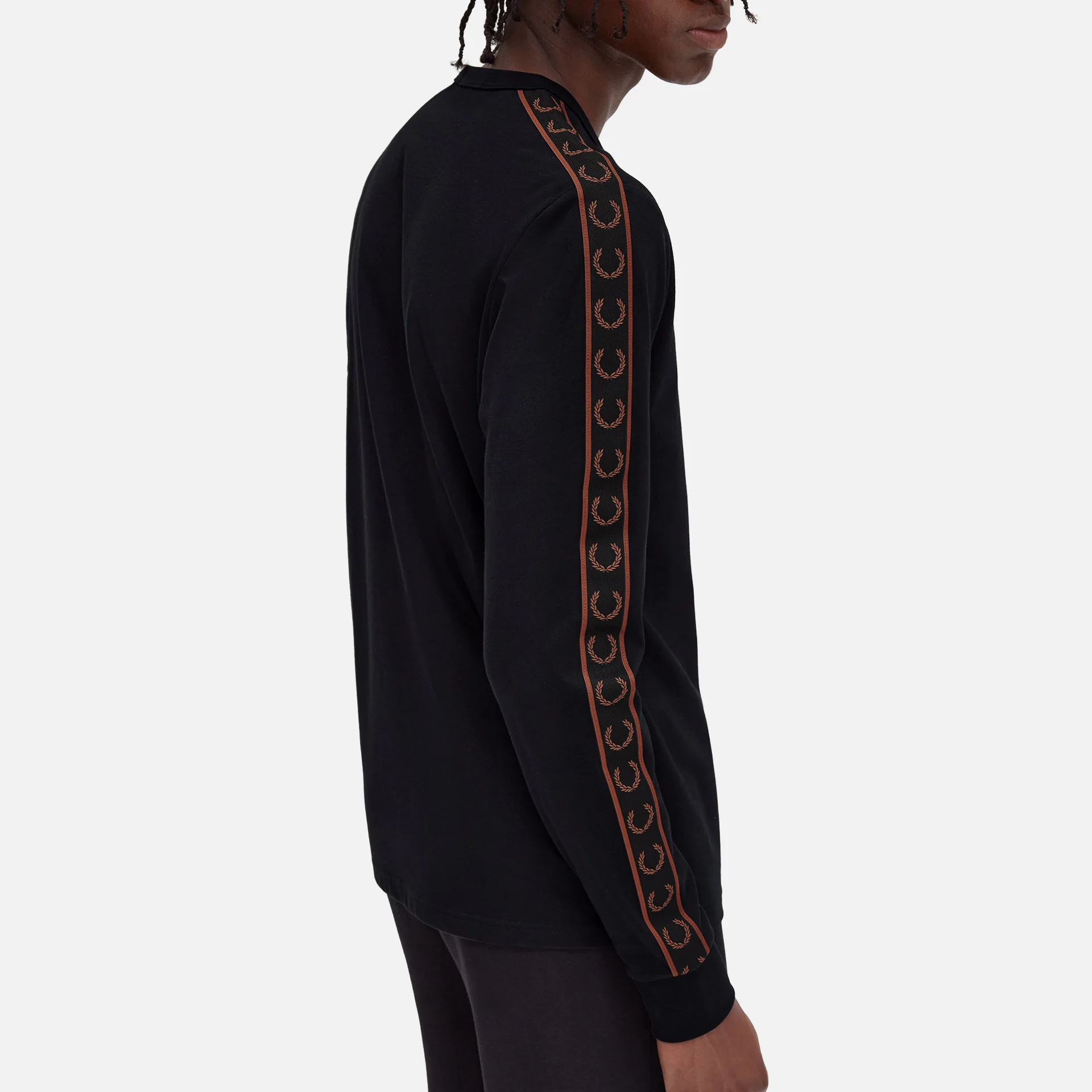 Fred Perry Laurel Taped Longsleeve Black/Whiskey Brown