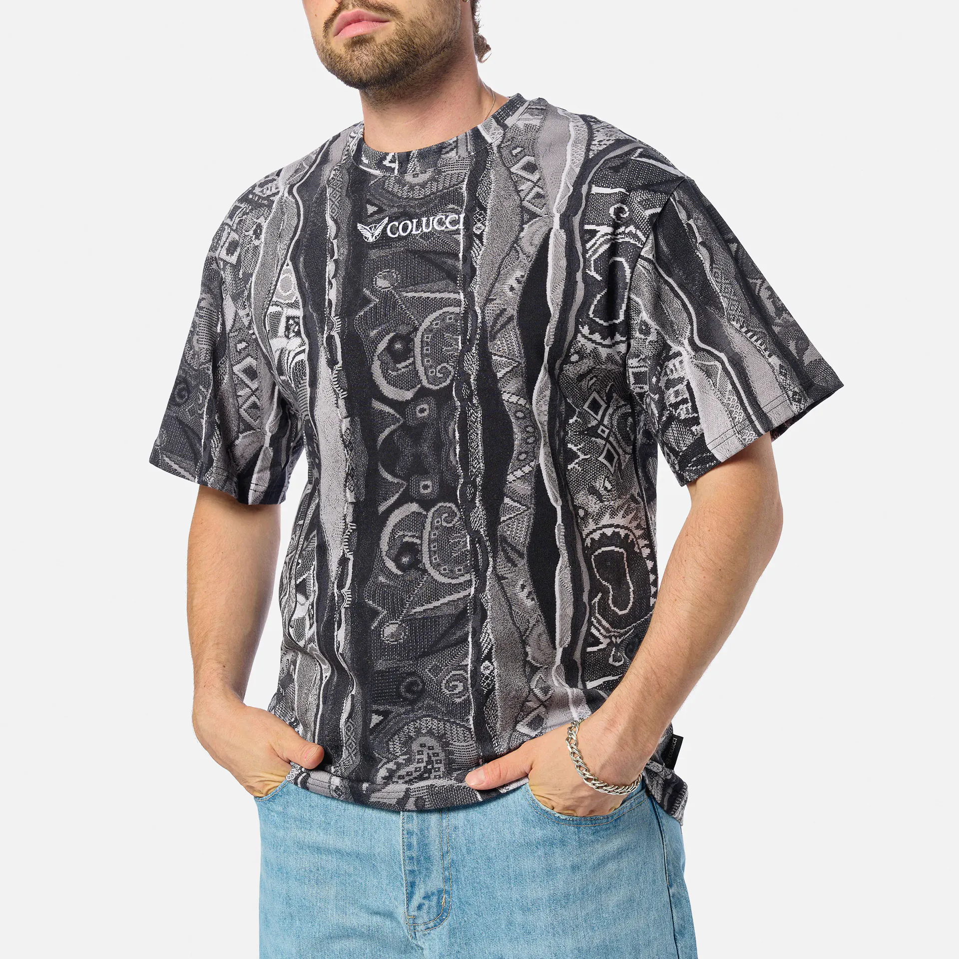 Colucci Crew Neck T-Shirt Printed AOP Black