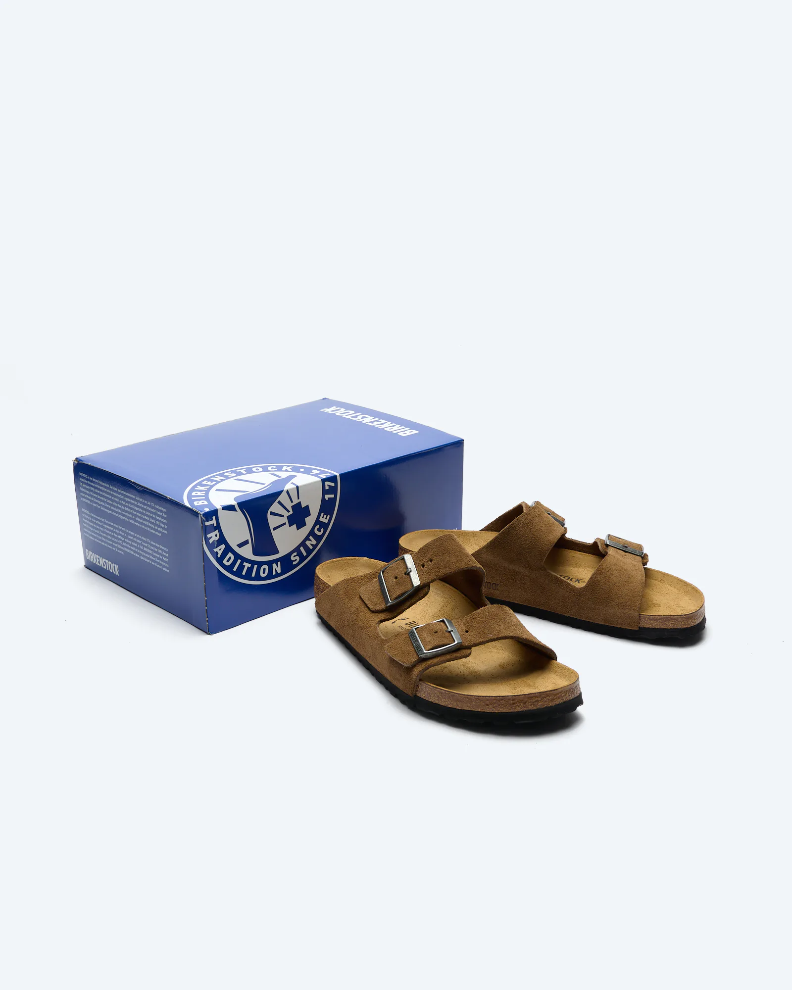 Arizona Suede Leather Sandals Narrow Dark Tea
