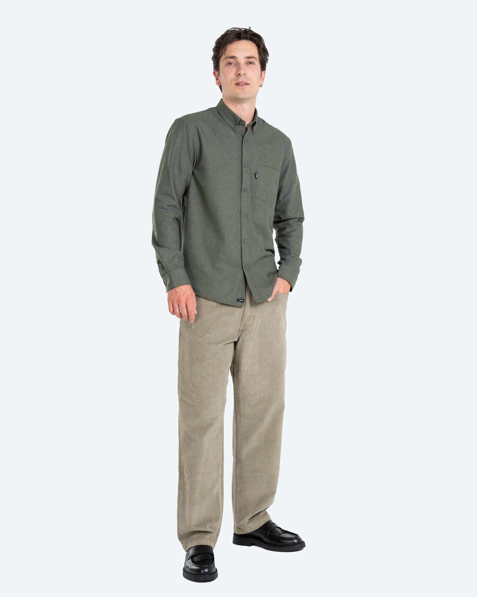Solid Pant Dual Cord Olive Grey