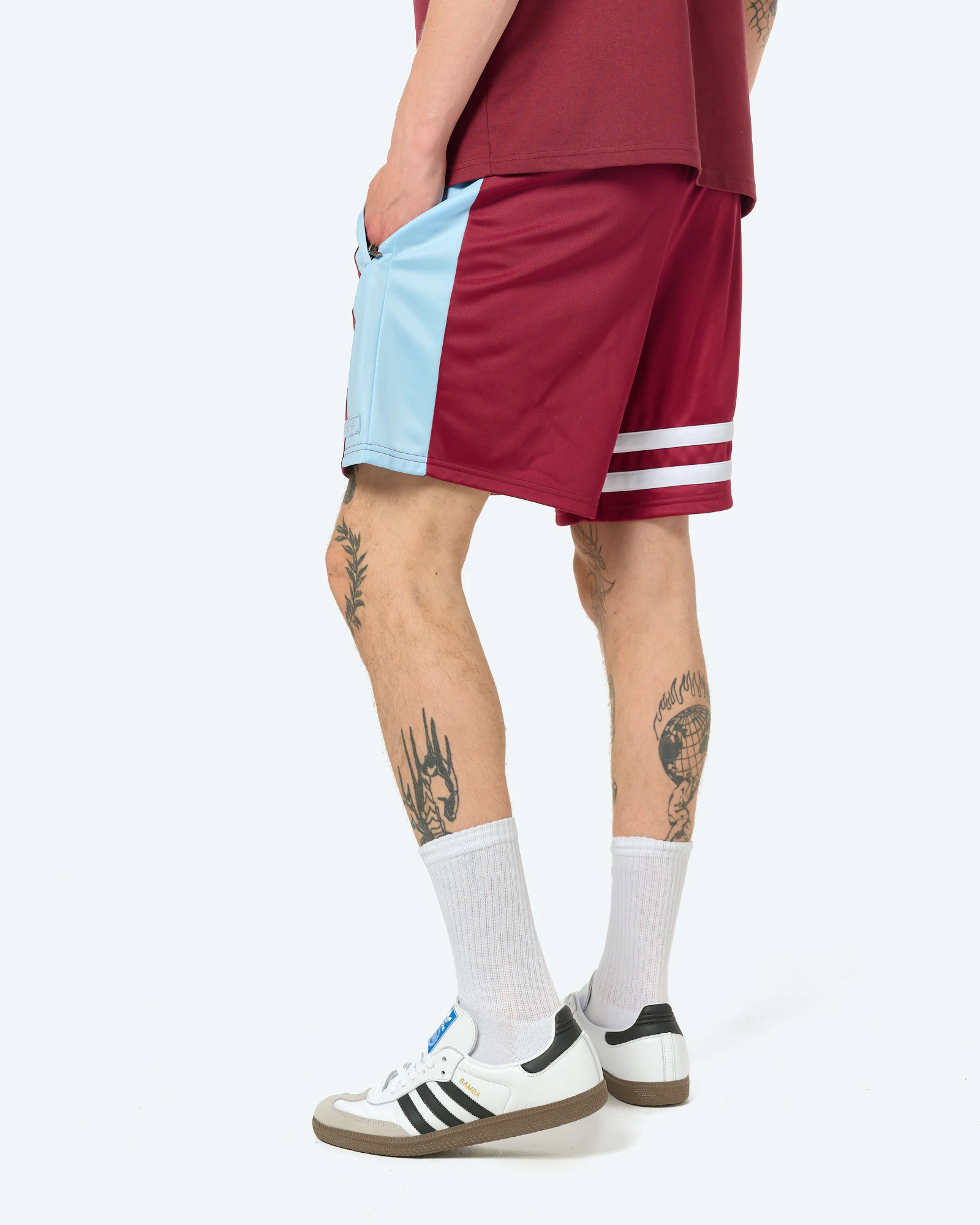 DMWU Athletic Shorts Burgundy/Skyblue