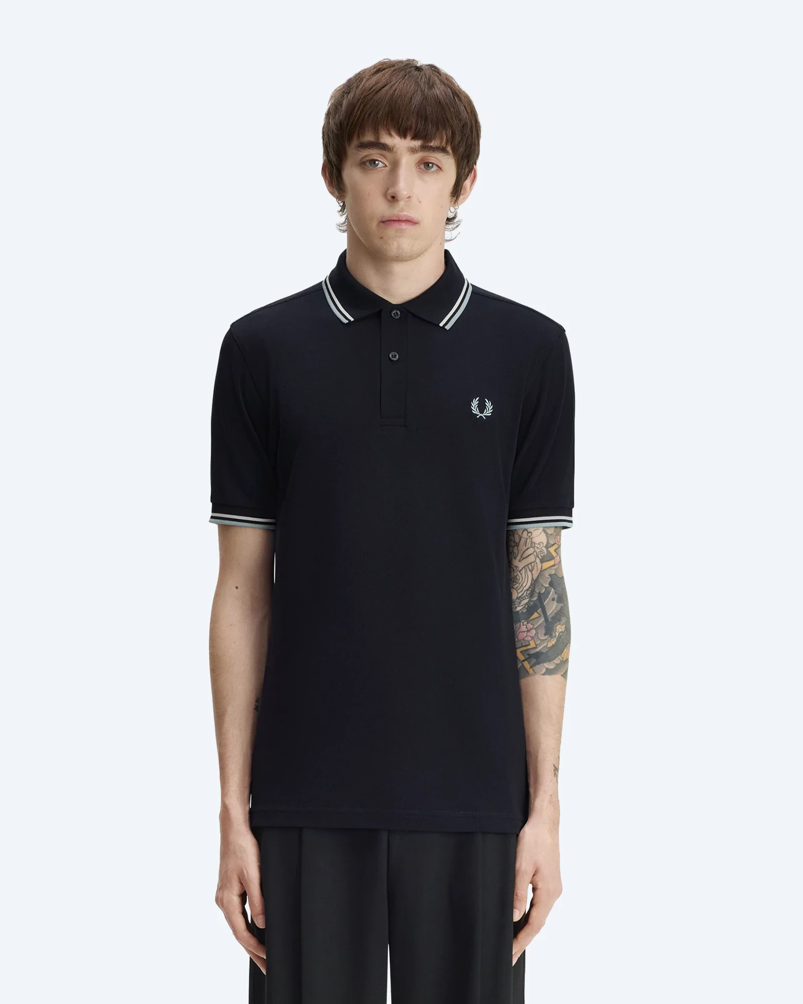 Twin Tipped Polo Shirt Navy/Ecru/Silverblue