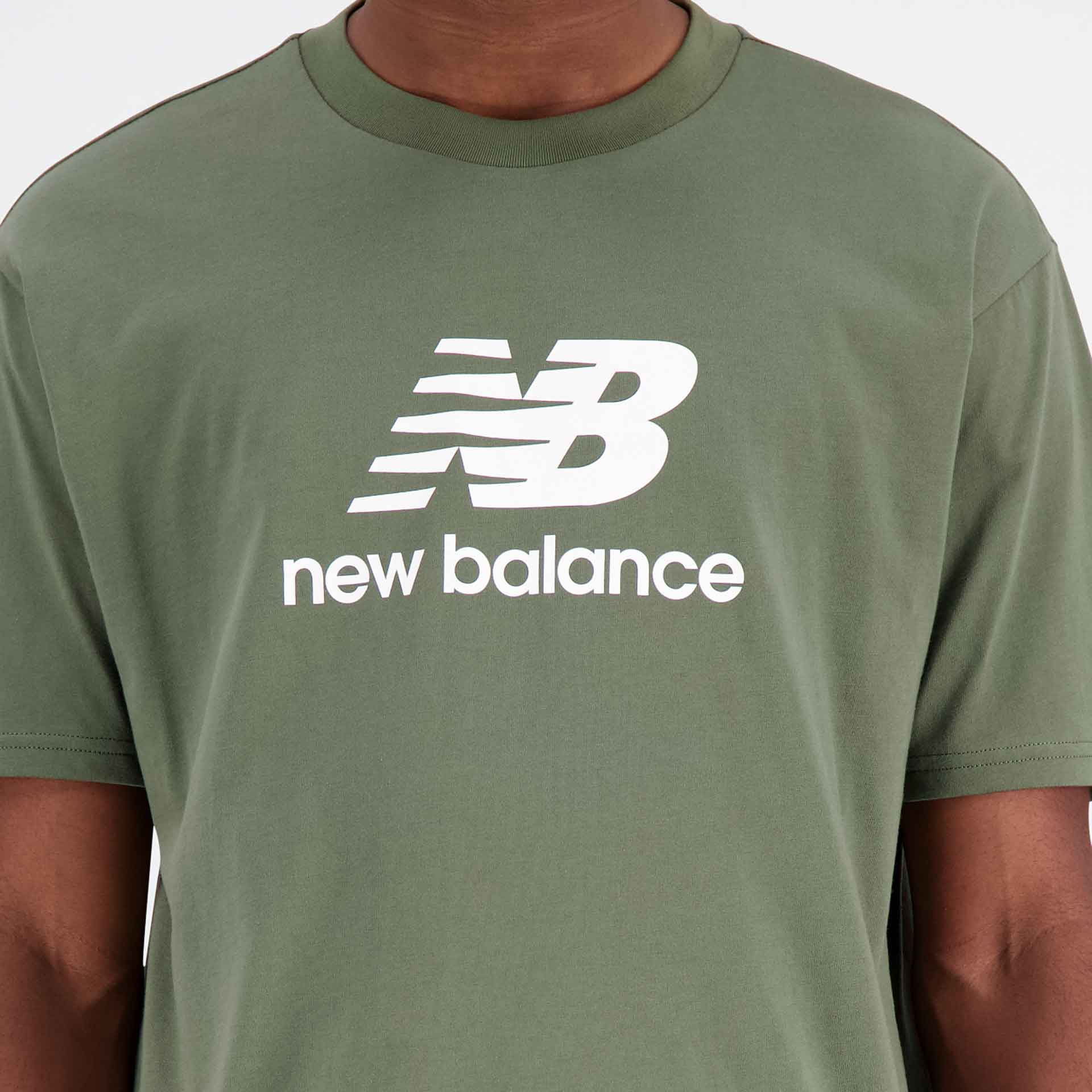 New Balance Essentials Stacked Logo Cotton Jersey T-Shirt Dark Olive