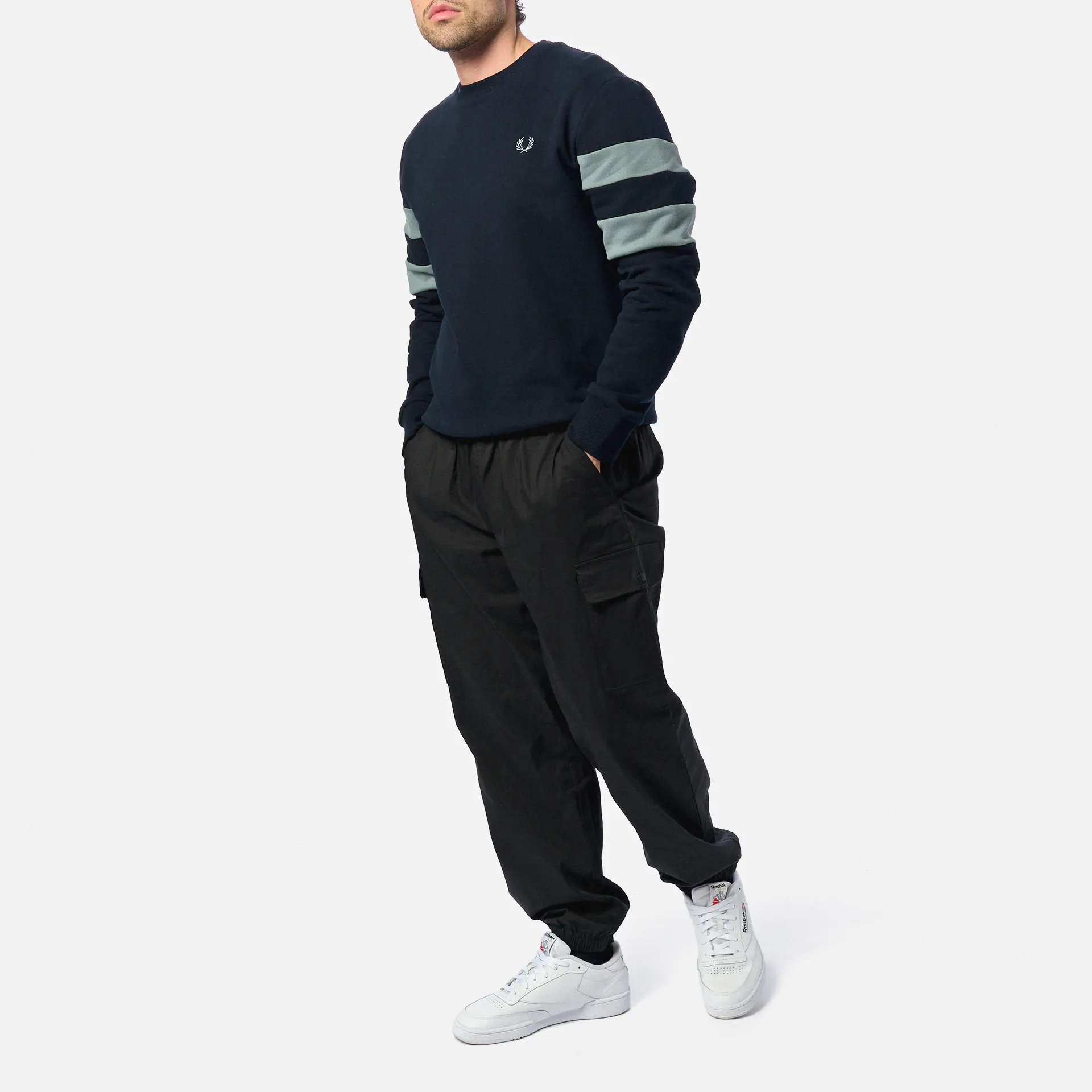 Fred Perry Peached Tipped Sleeve Sweatshirt Navy
