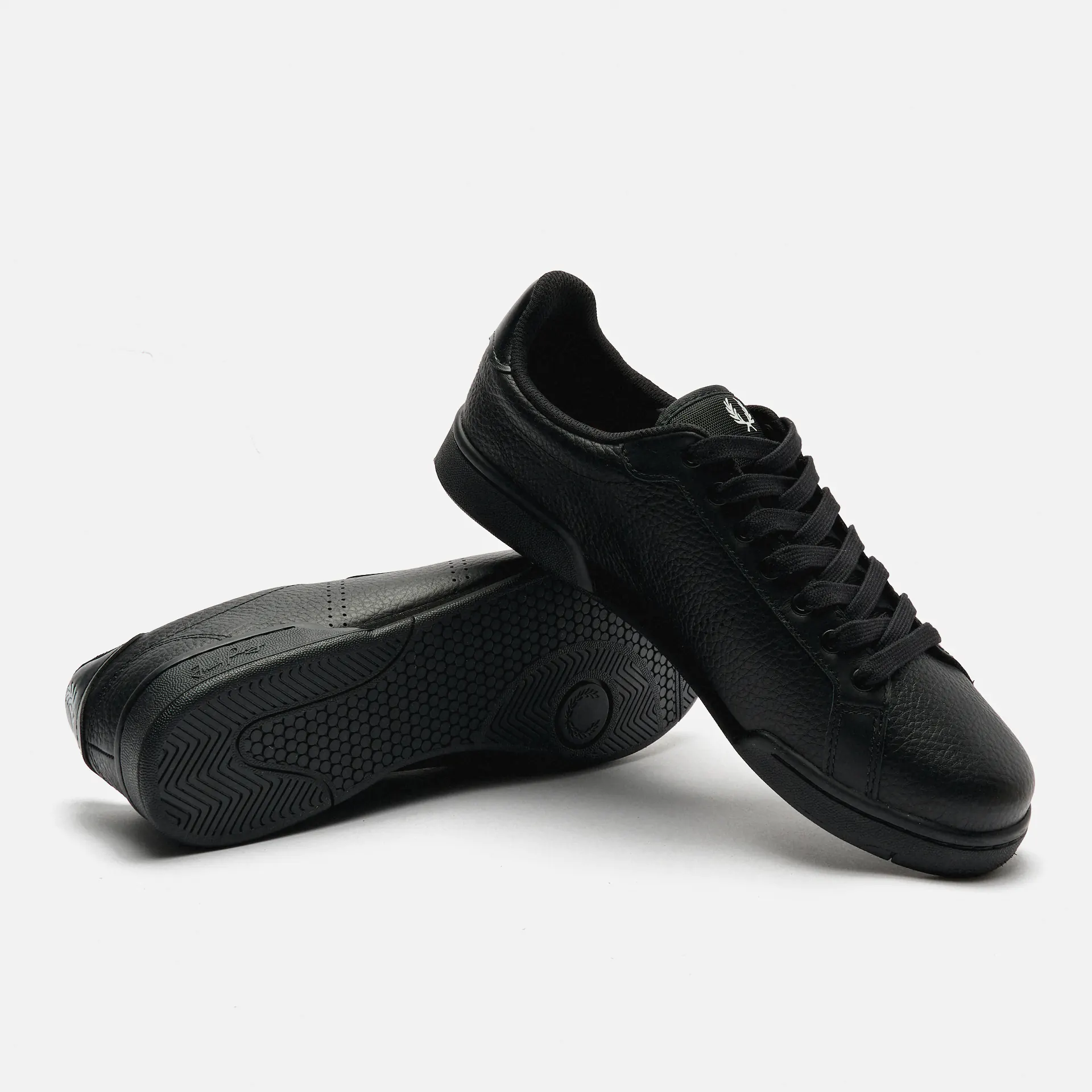 Fred Perry B722 Textured Leather Sneakers Black