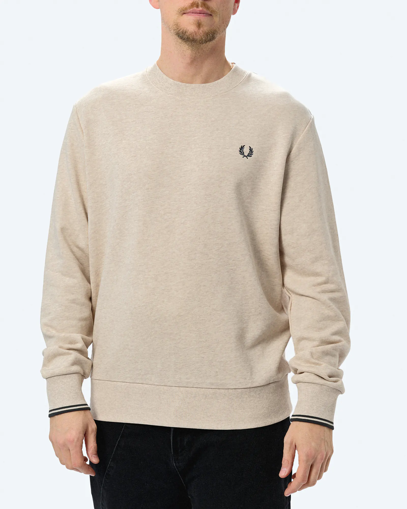 Fred Perry Crew Neck Sweatshirt Porridge Marl/Anchor Grey 