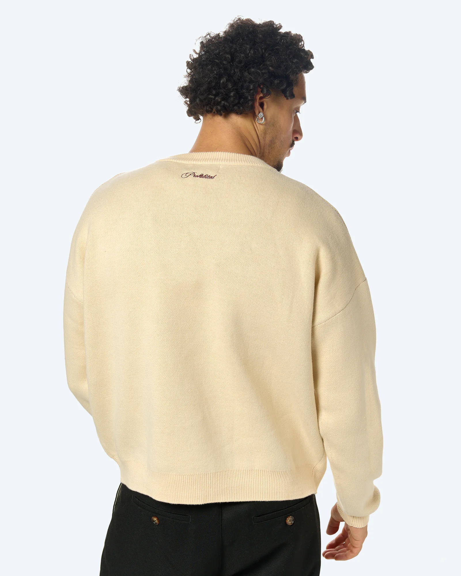 Prohibited Initial Knit Sweater Cream