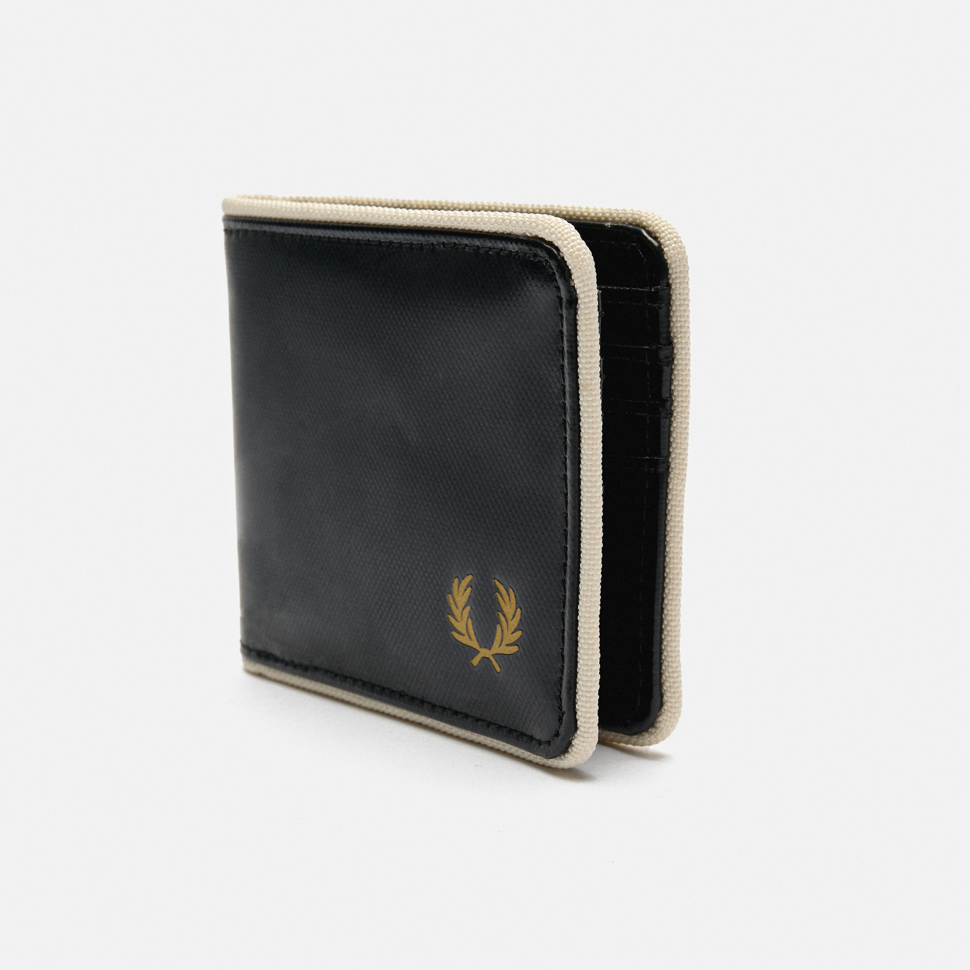 Fred Perry Coated Polyester Billfold Wallet Black/Ecru