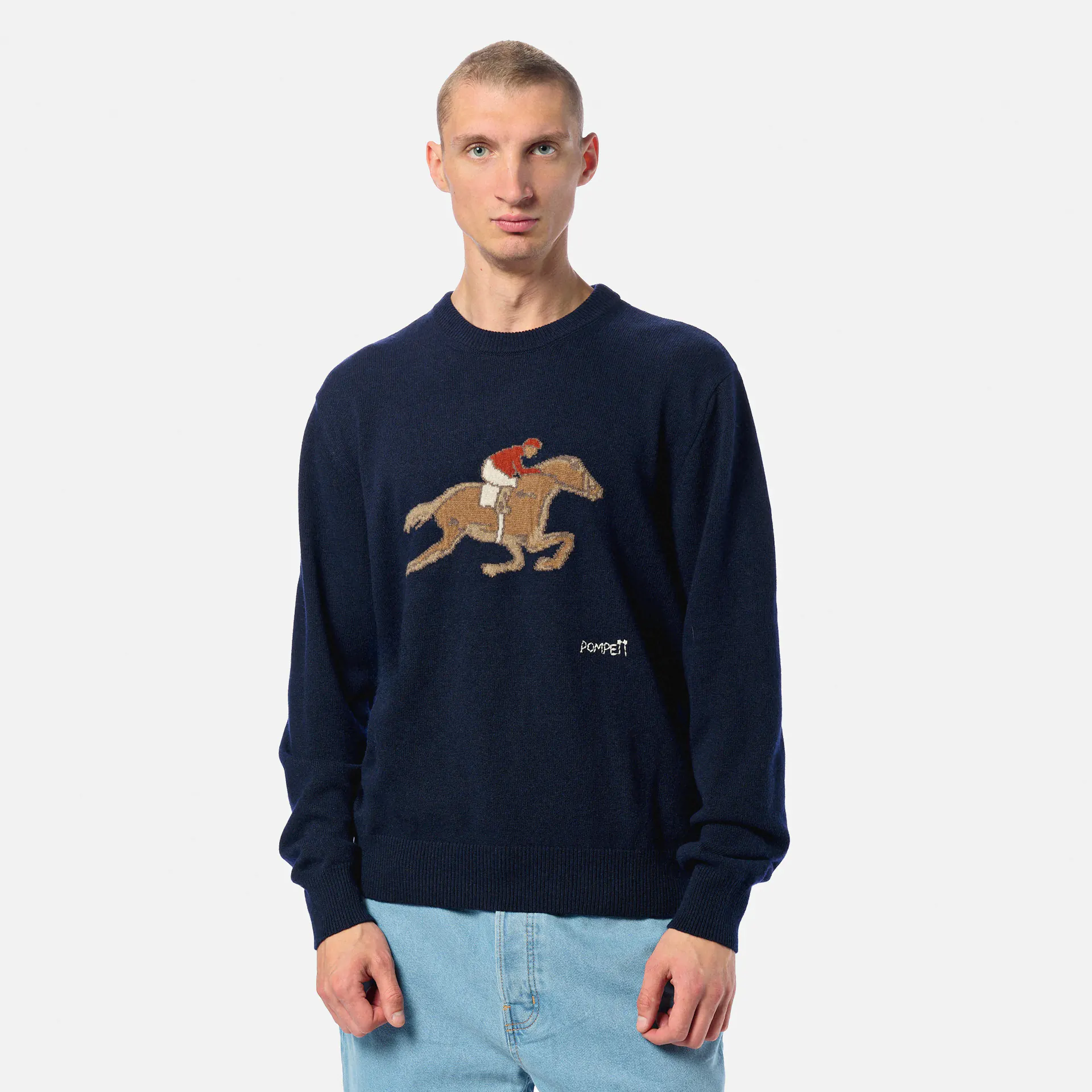 POMPEII Equestrian Knitted Sweatshirt Dark Navy
