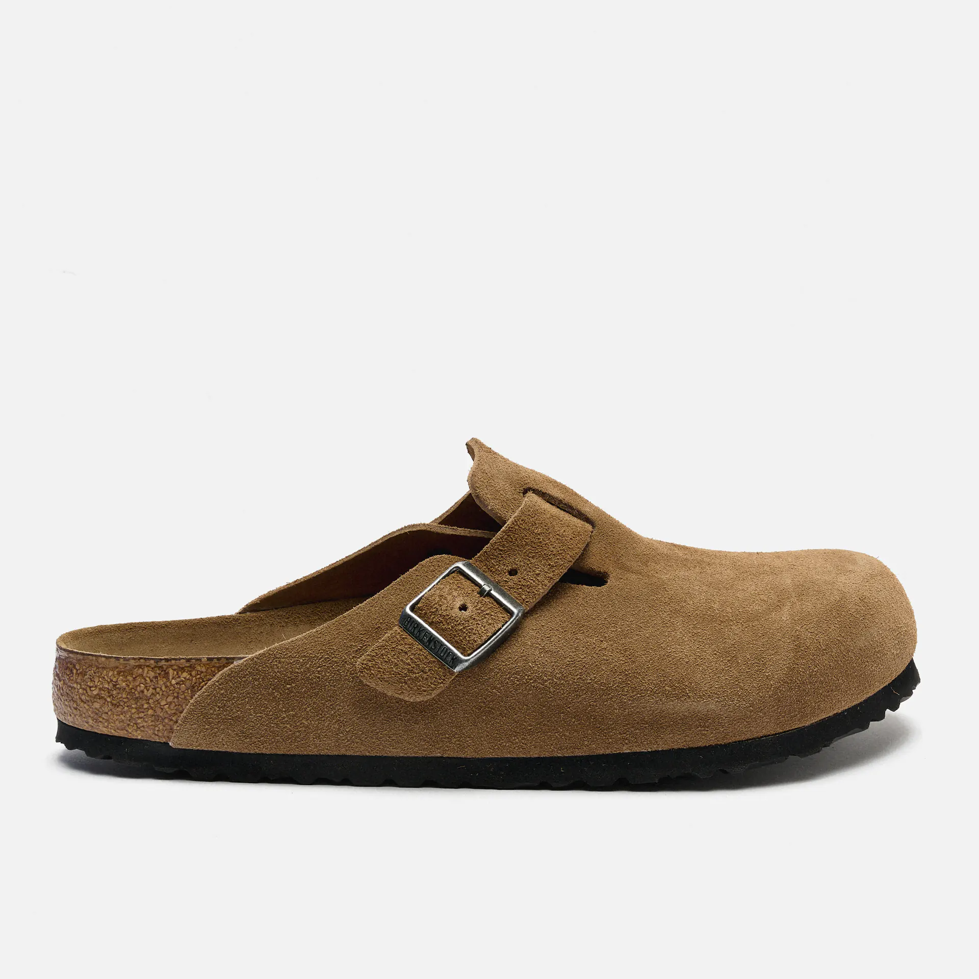 Birkenstock Boston Soft Footbed Suede Leather (Regular Fit) Sandals Dark Tea Tonal FB