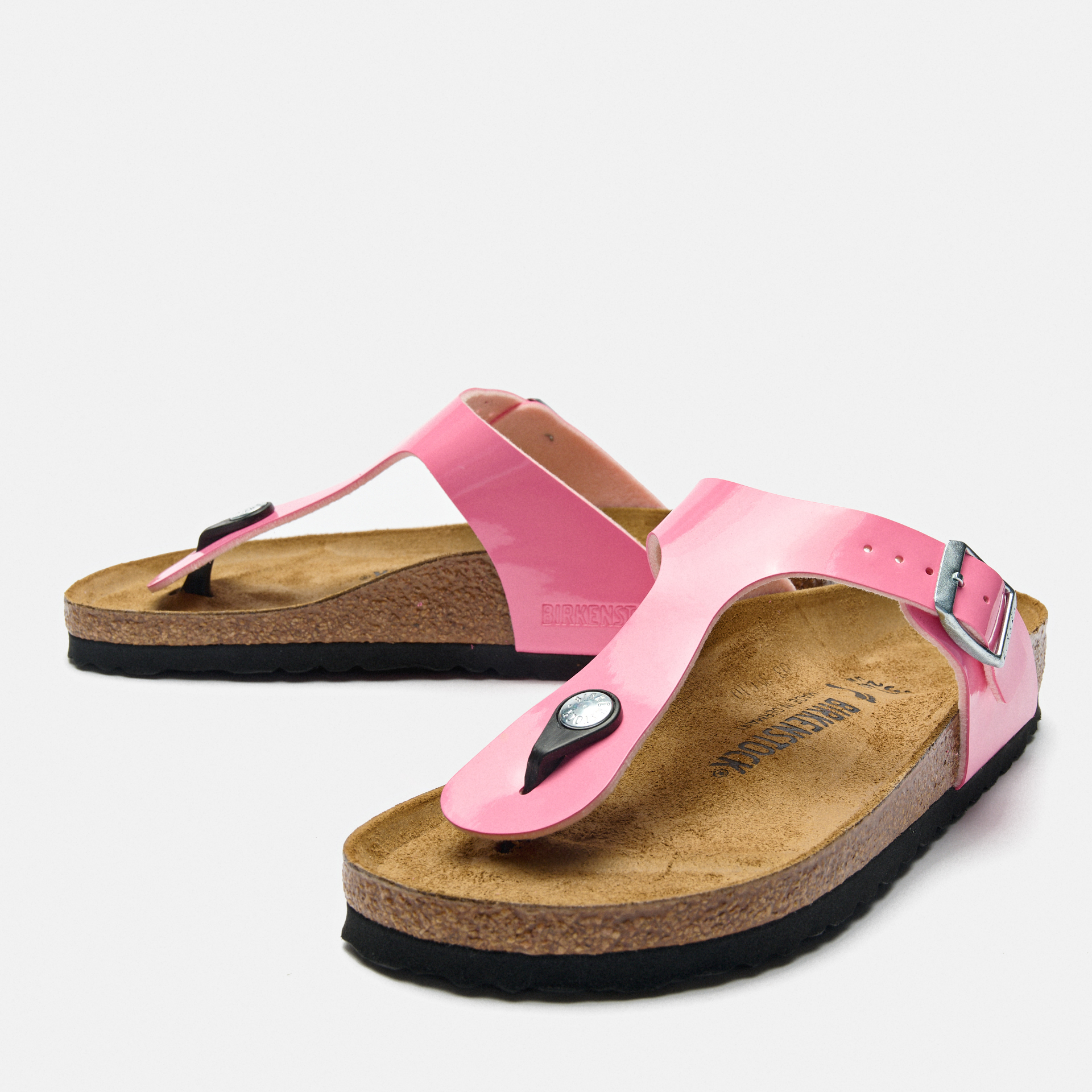 Birkenstock Gizeh Birko-Flor Sandals Patent Candy Pink/Black